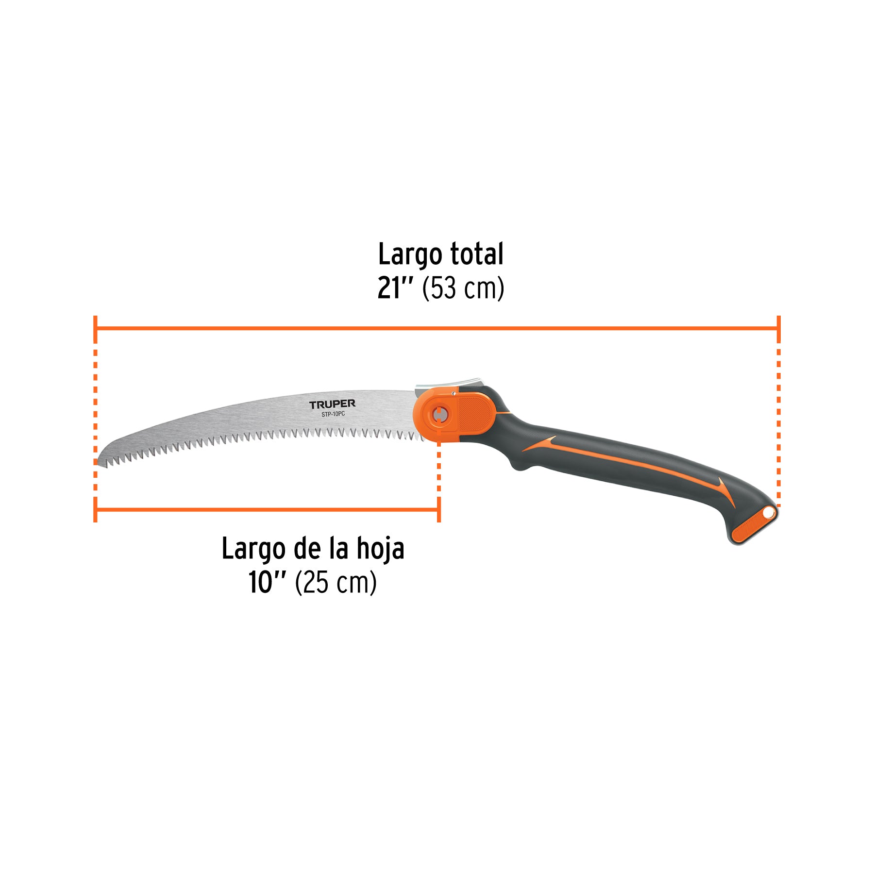 Serrucho plegable 10" hoja curva 5 DPP mango plástico,TRUPER
