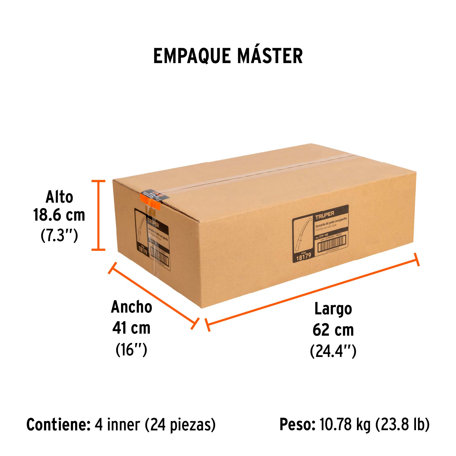 Serrucho de poda 14" c/gancho,curvo,5 DPP,mango Comfort Grip - Empaque