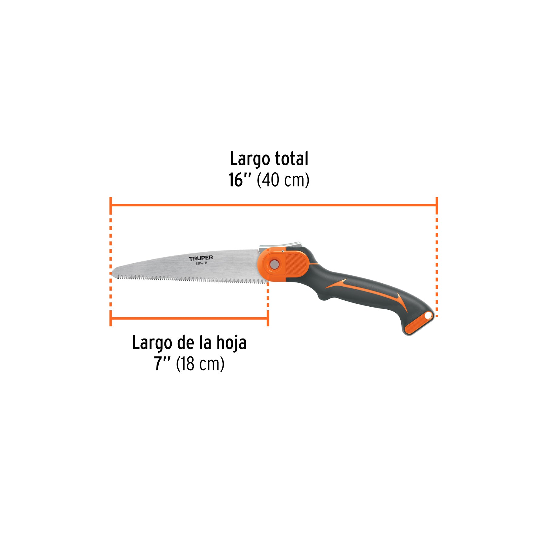 Serrucho plegable 7" hoja recta 11 DPP mango plástico,TRUPER