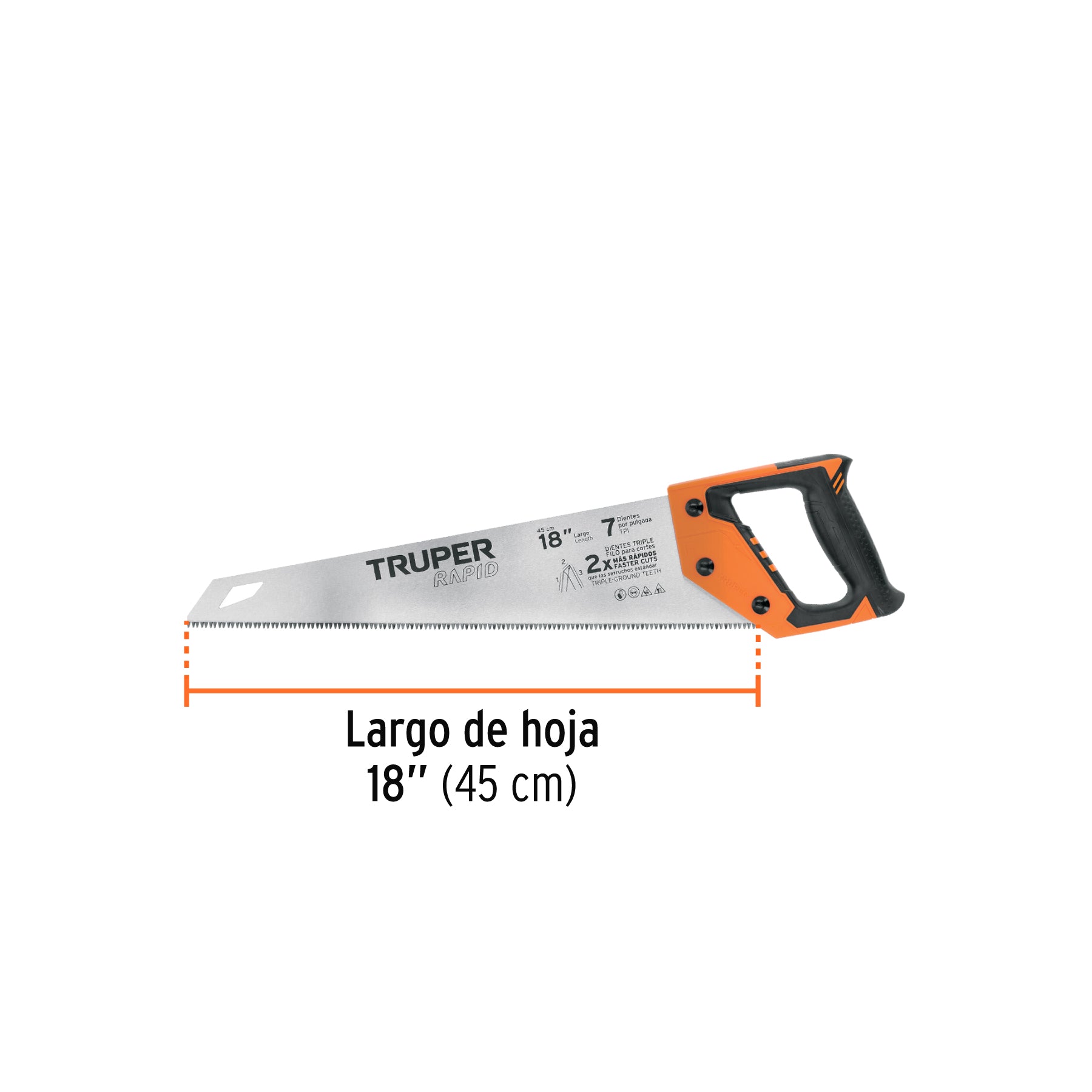 Serrucho Rapid 18", 7 DPP, mango Comfort grip, TRUPER