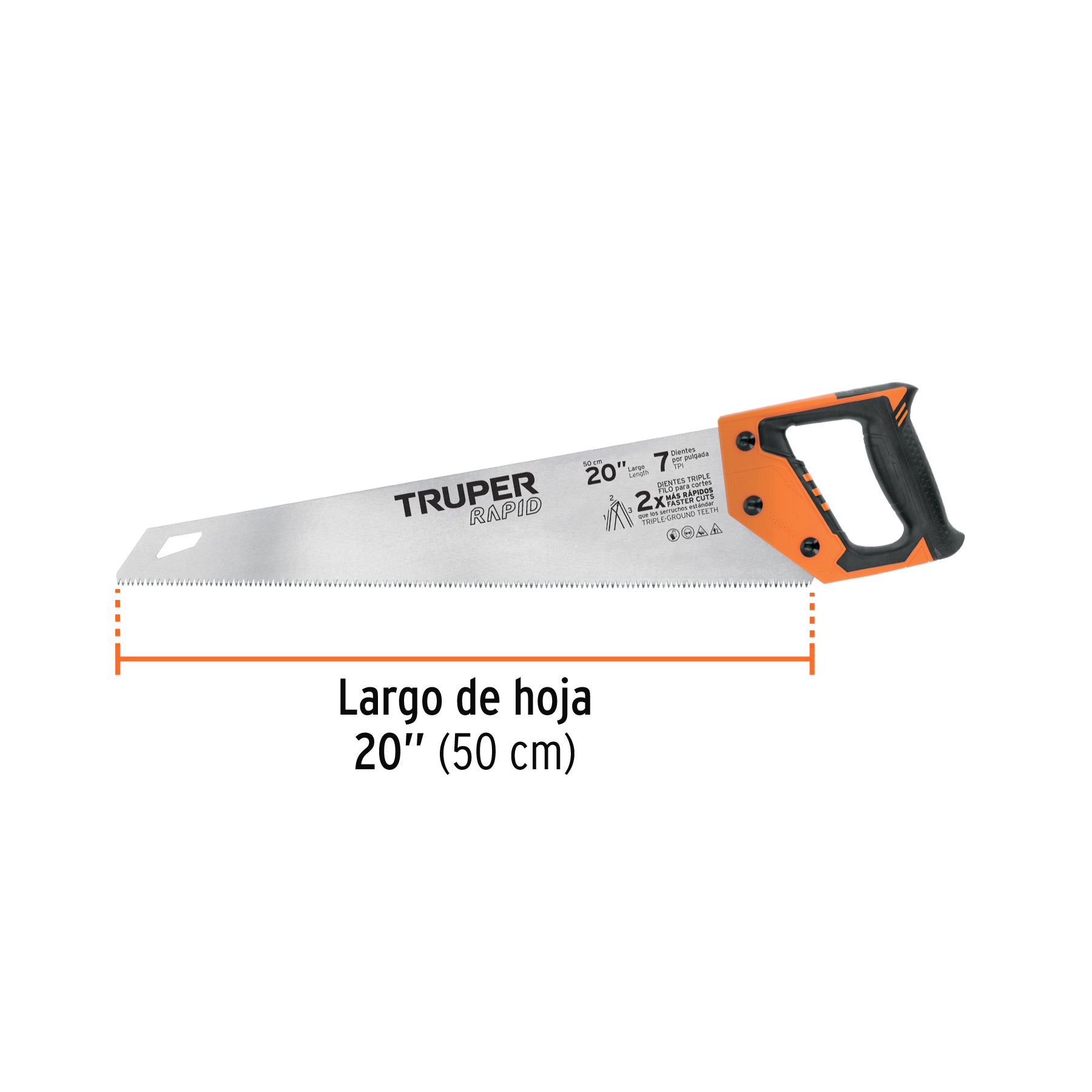 Serrucho Rapid 20", 7 DPP, mango Comfort grip, TRUPER