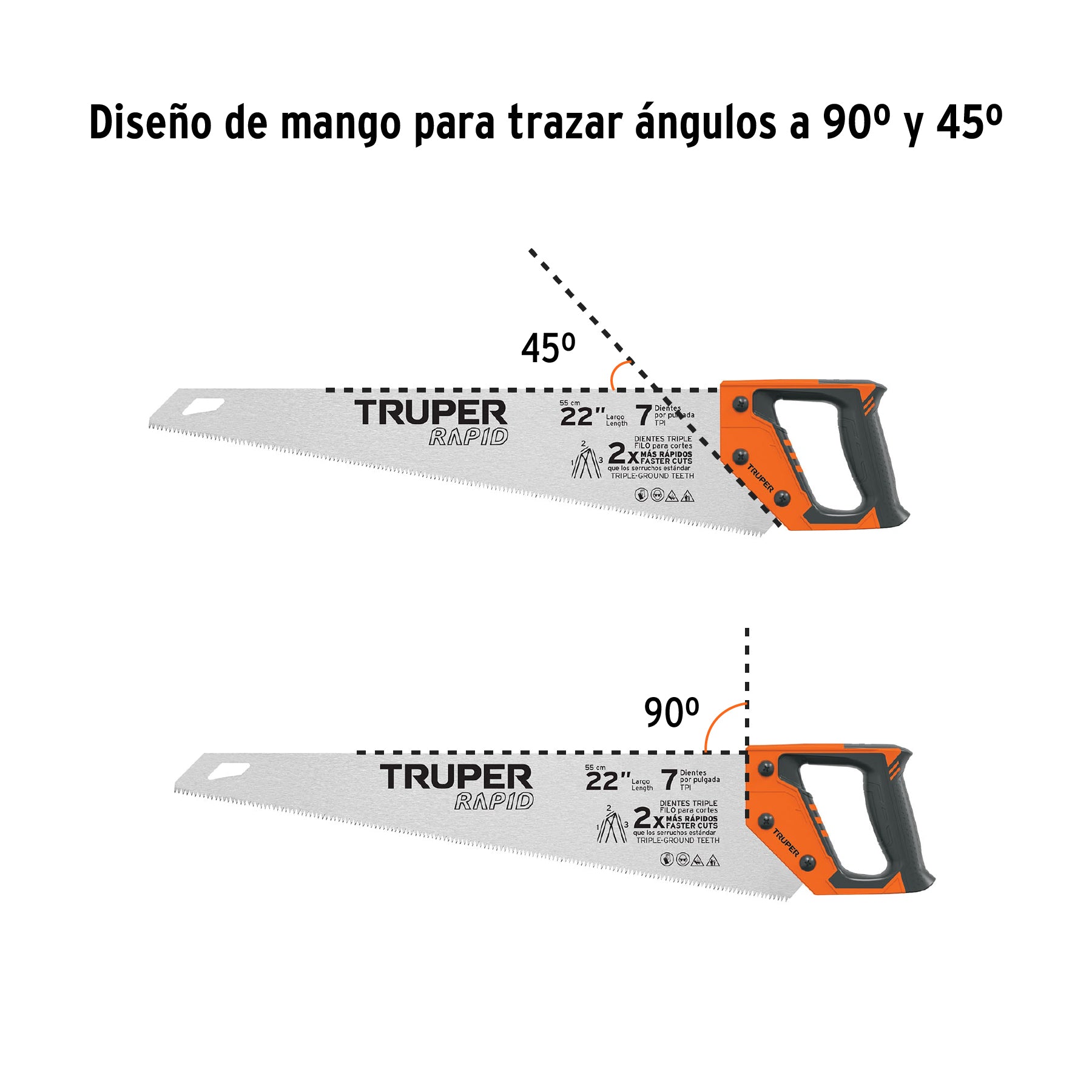 Serrucho Rapid 22", 7 DPP, mango Comfort grip, TRUPER