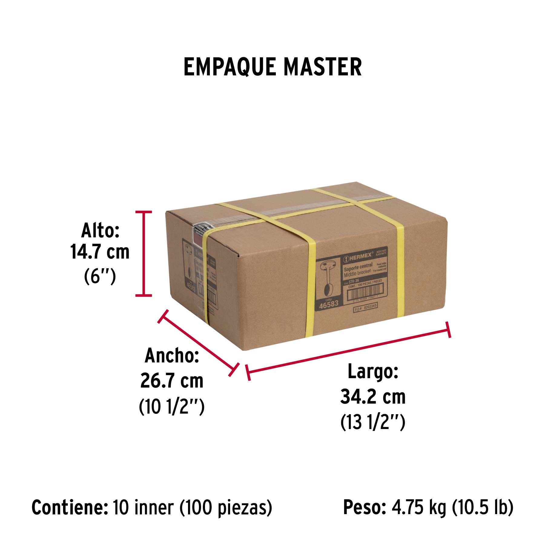 Soporte negro para tubo redondo de closet, HERMEX - Empaque