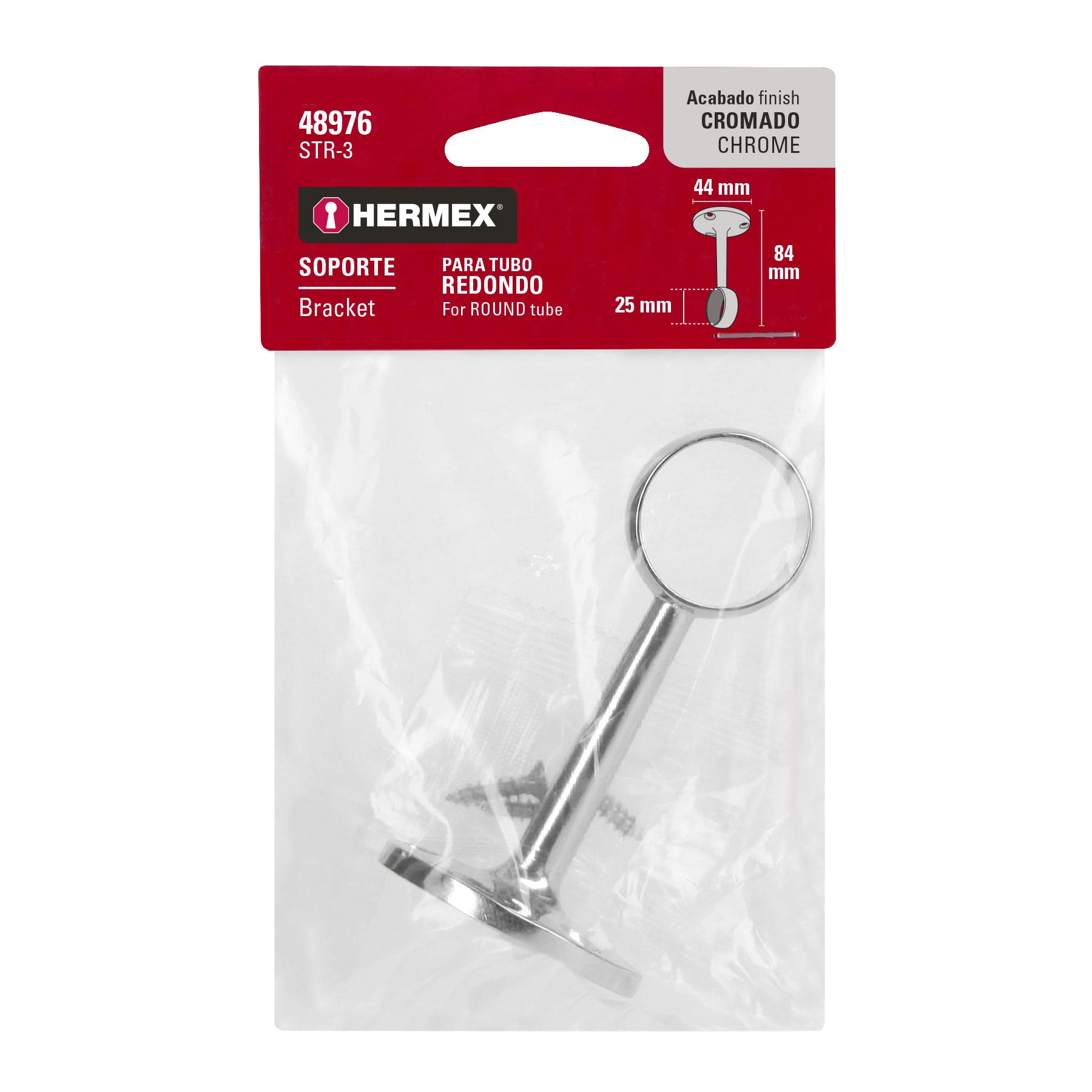 Soporte central para tubo redondo de clóset, HERMEX