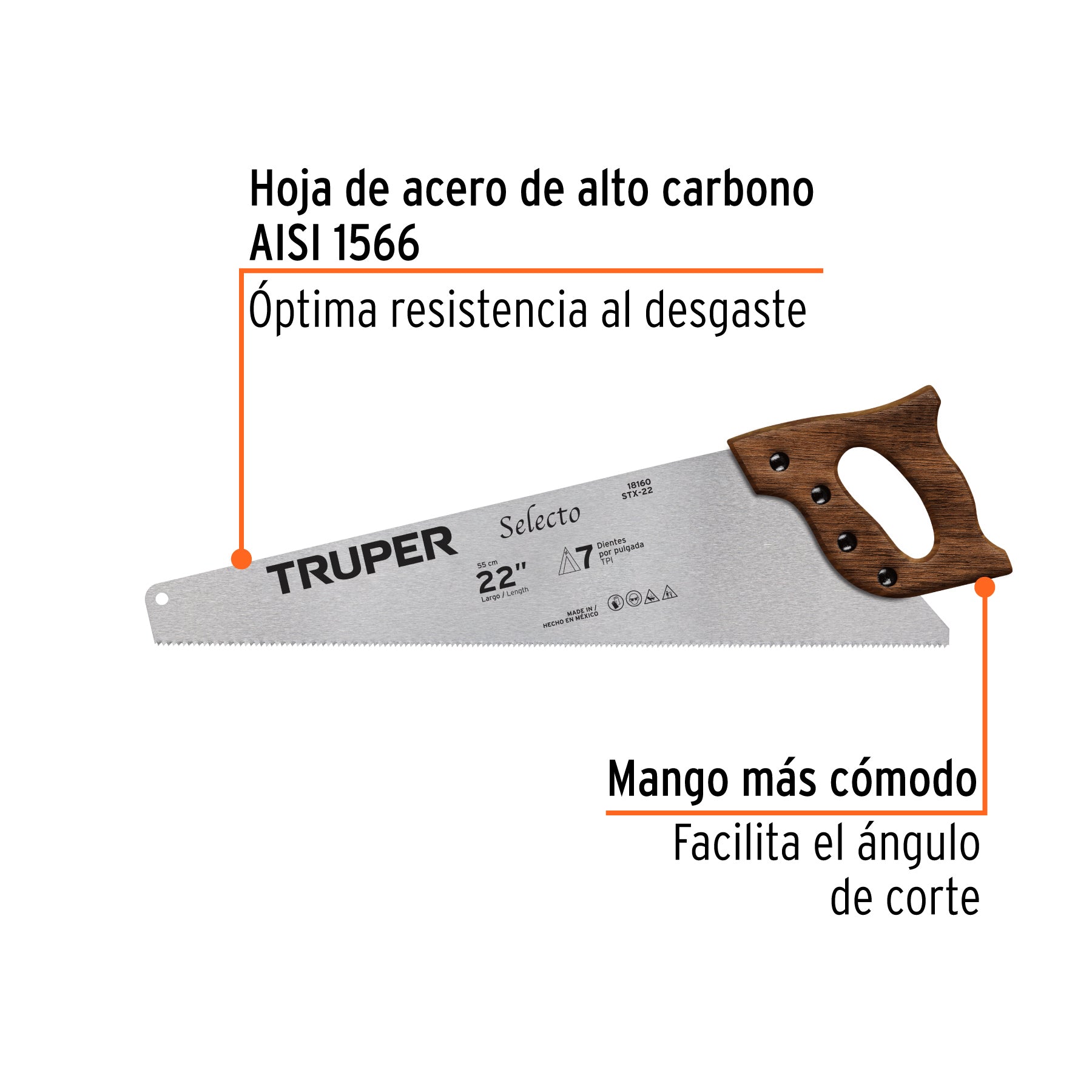 Serrucho 22" Selecto, 7 DPP, TRUPER