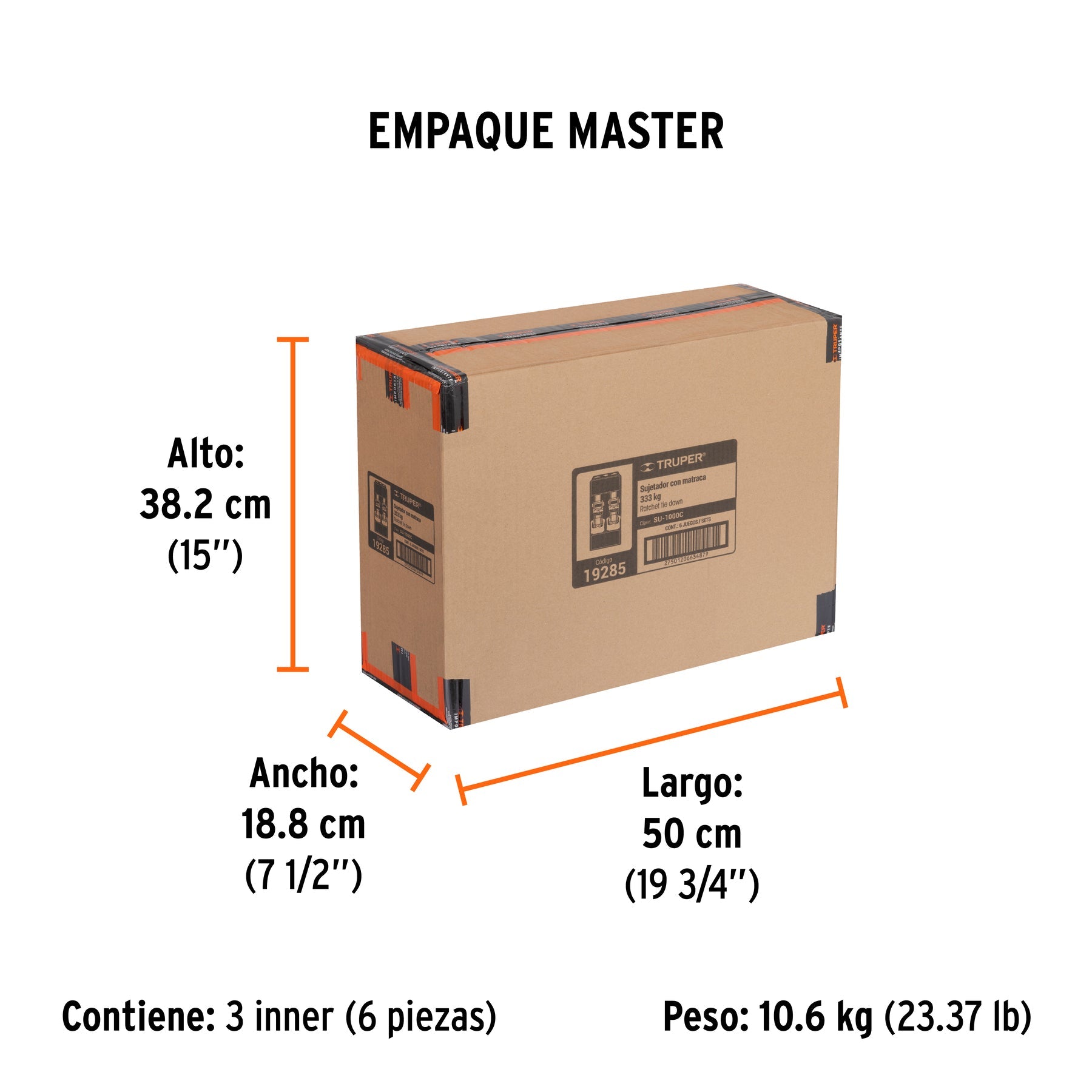 Juego de 2 sujetadores con matraca carga máxima 1000 kg - Empaque
