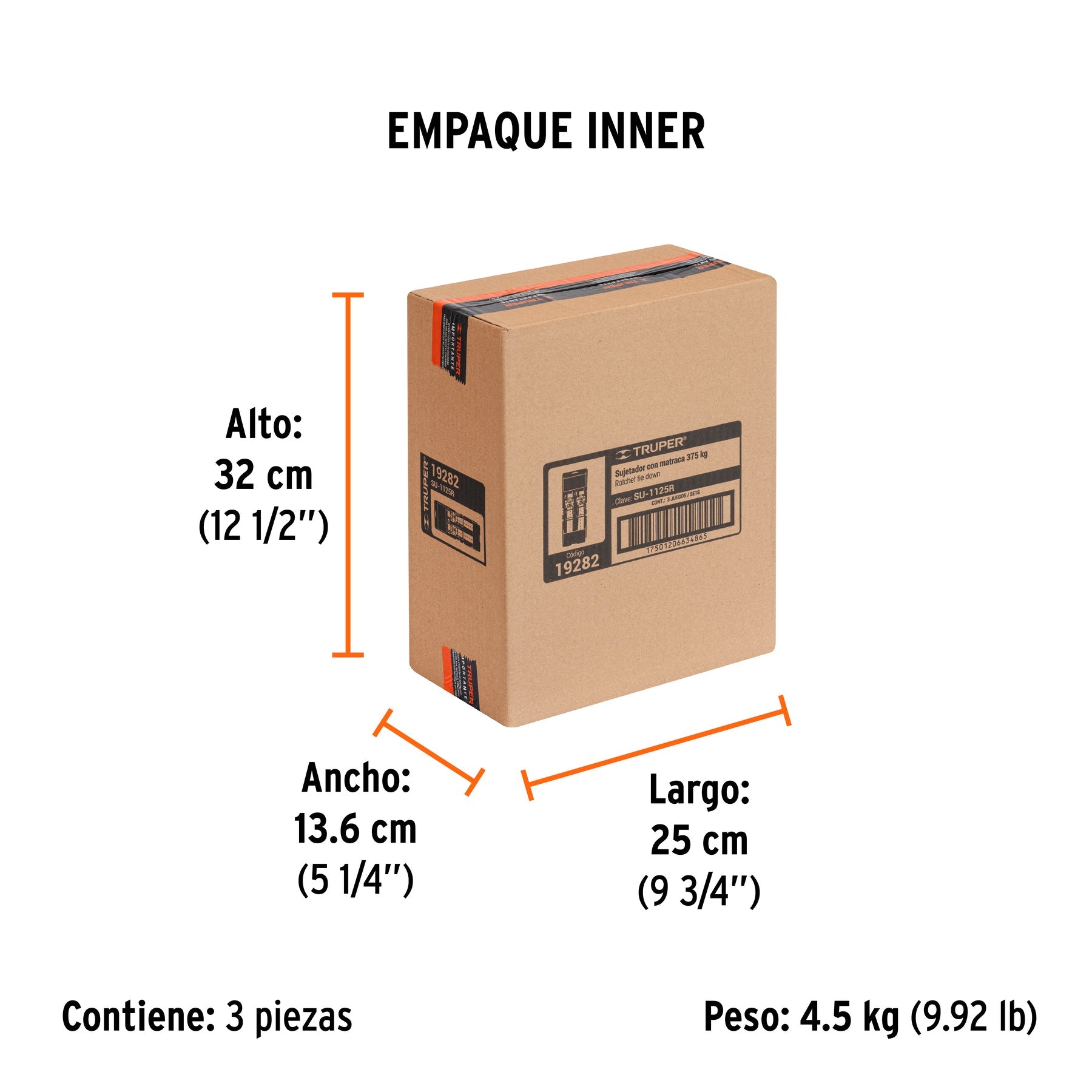 Juego de 2 sujetadores con matraca carga máxima 1125 kg - Empaque