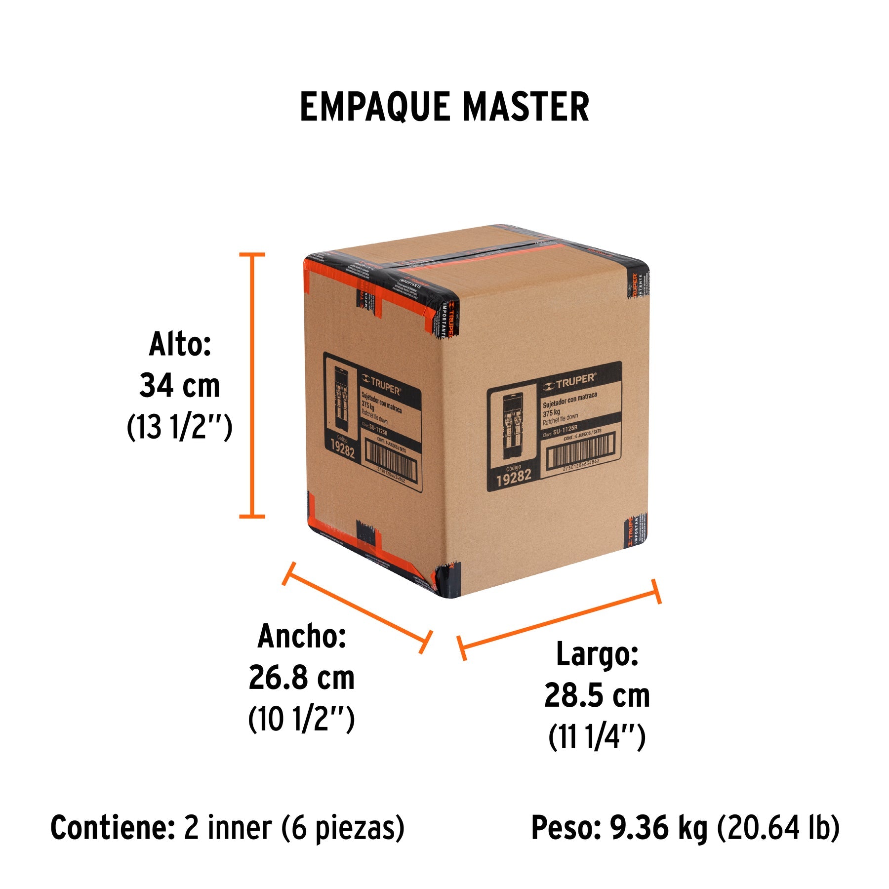 Juego de 2 sujetadores con matraca carga máxima 1125 kg - Empaque