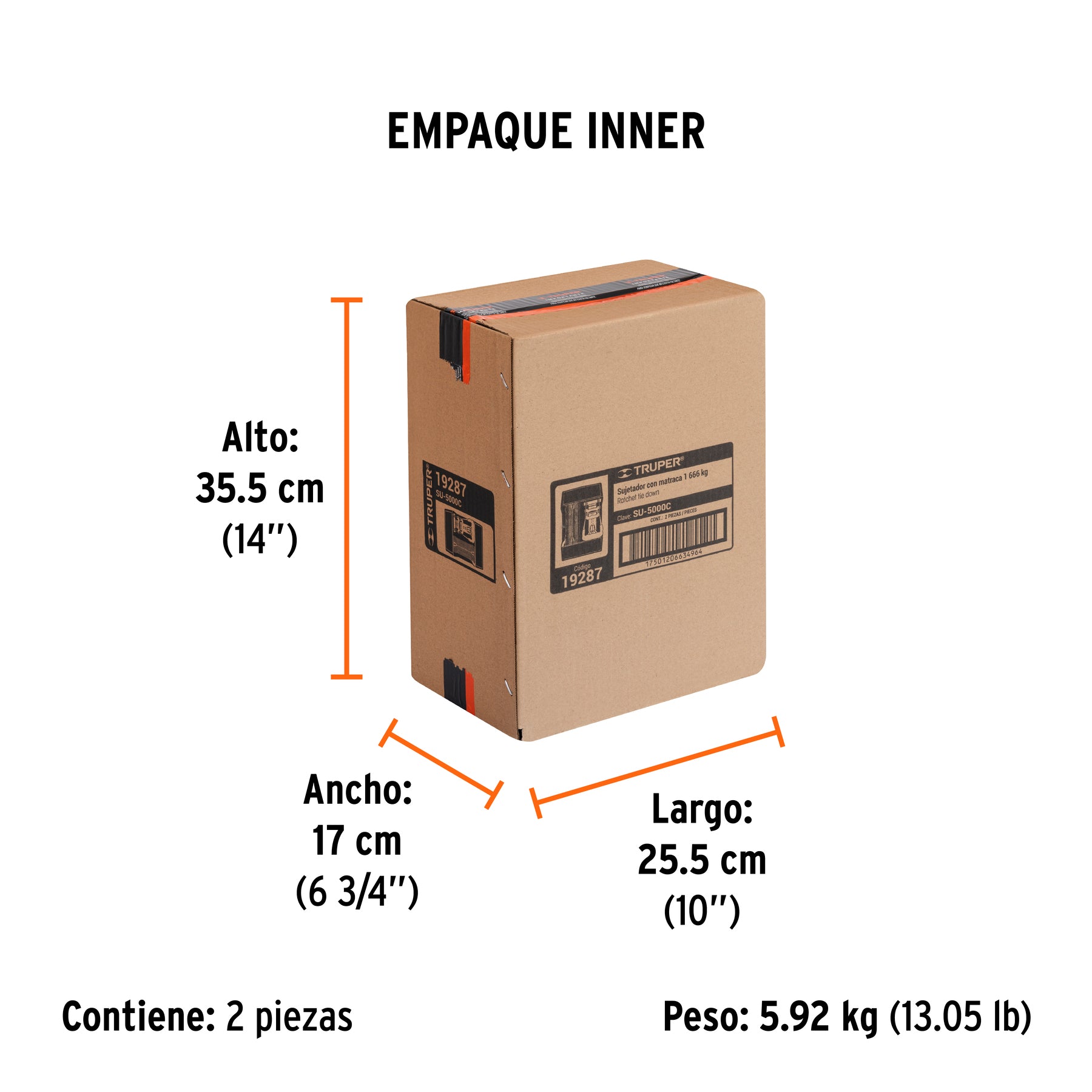 Sujetador con matraca carga máxima 5000 kg, TRUPER - Empaque