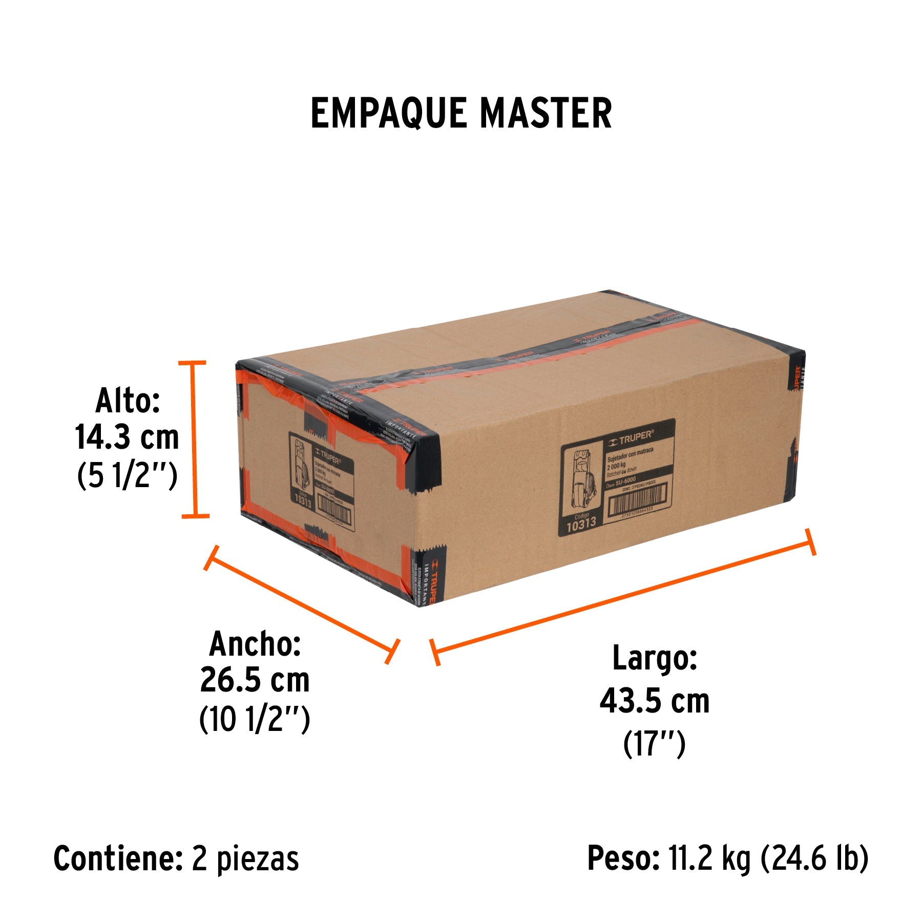 Sujetador con matraca carga máxima 6000 kg, TRUPER - Empaque