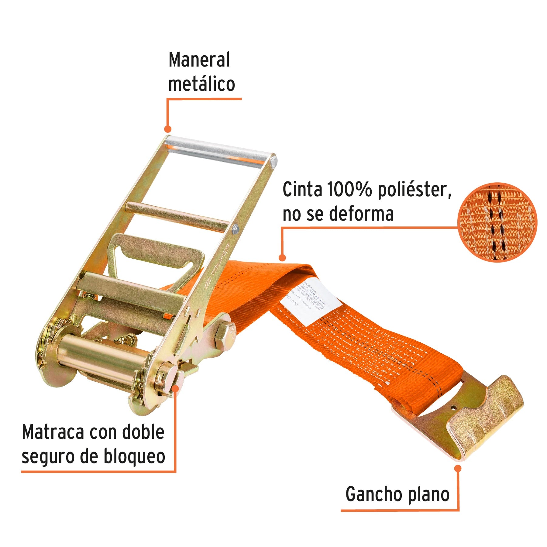 Sujetador con matraca carga máxima 6000 kg, TRUPER