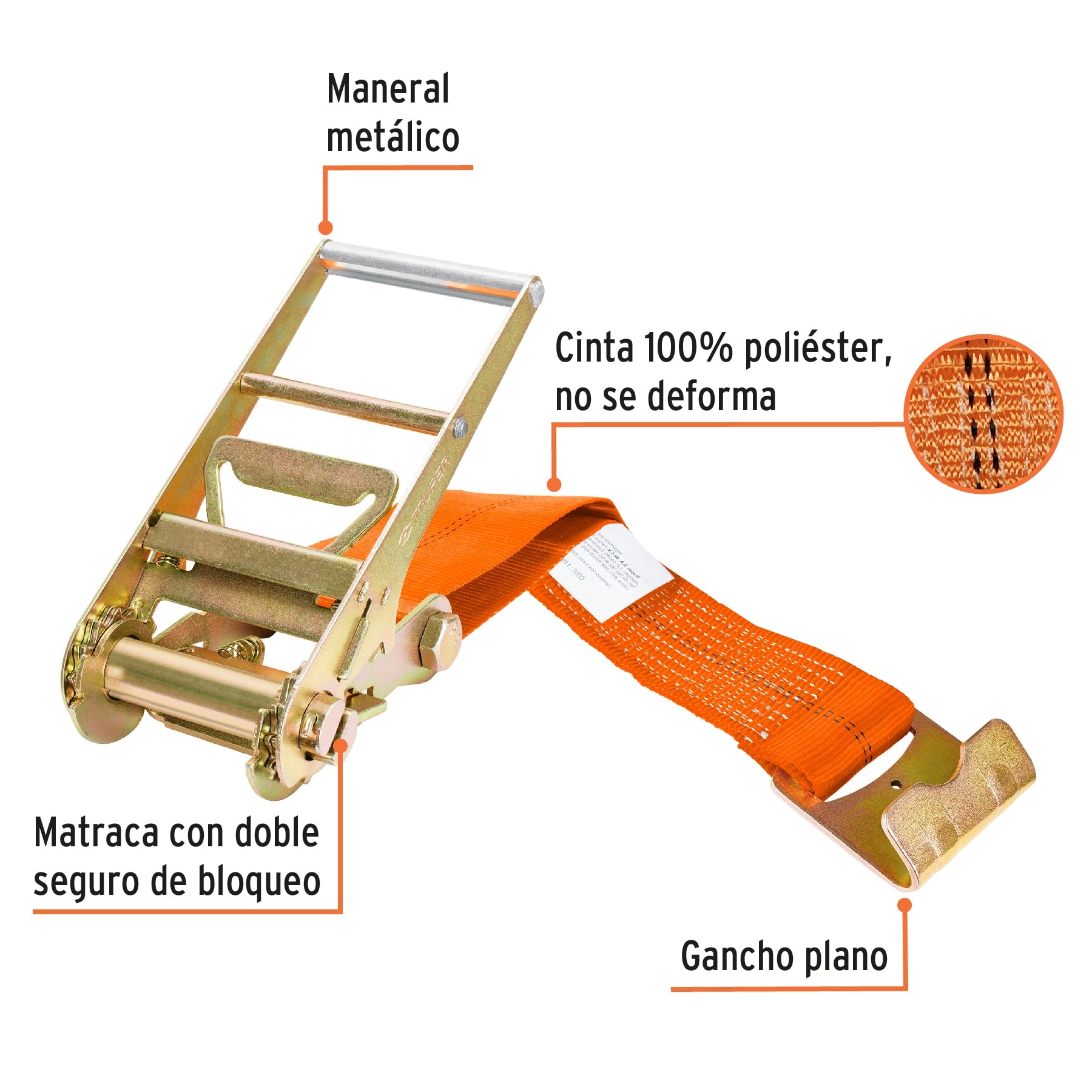 Sujetador con matraca carga máxima 7500 kg, TRUPER