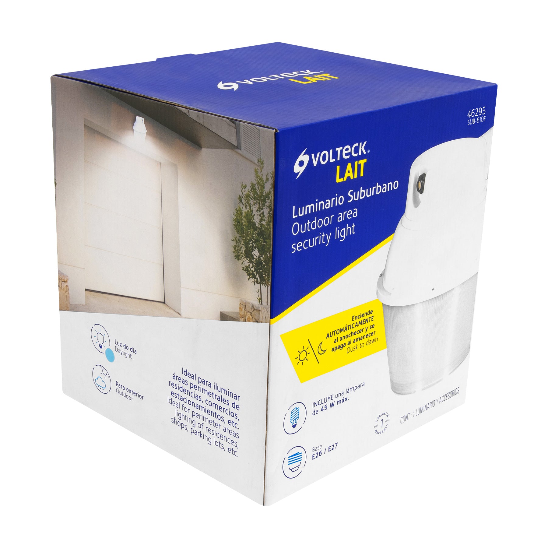 Luminario suburbano de ABS 45W sensor de luz, con lámpara
