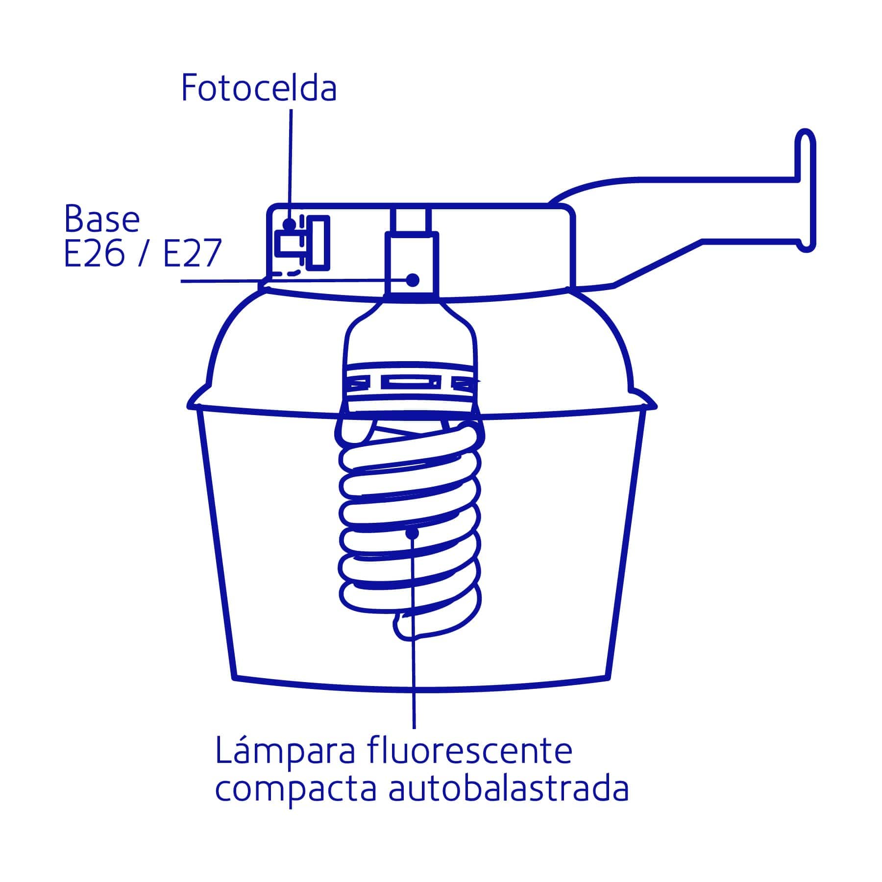 Luminario suburbano de ABS 45W sensor de luz, con lámpara