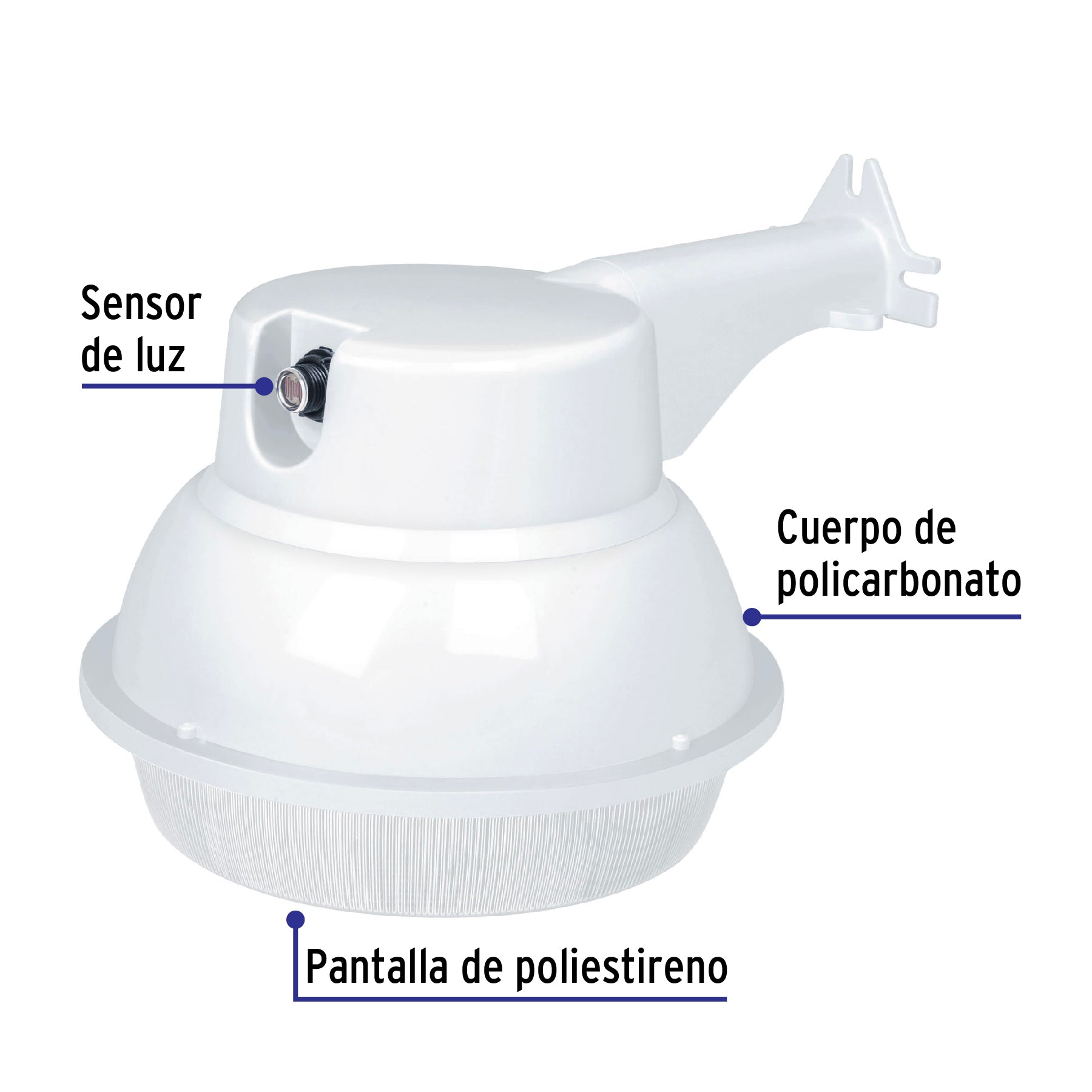 Luminario suburbano de LED 20 W con sensor de luz, VOLTECK
