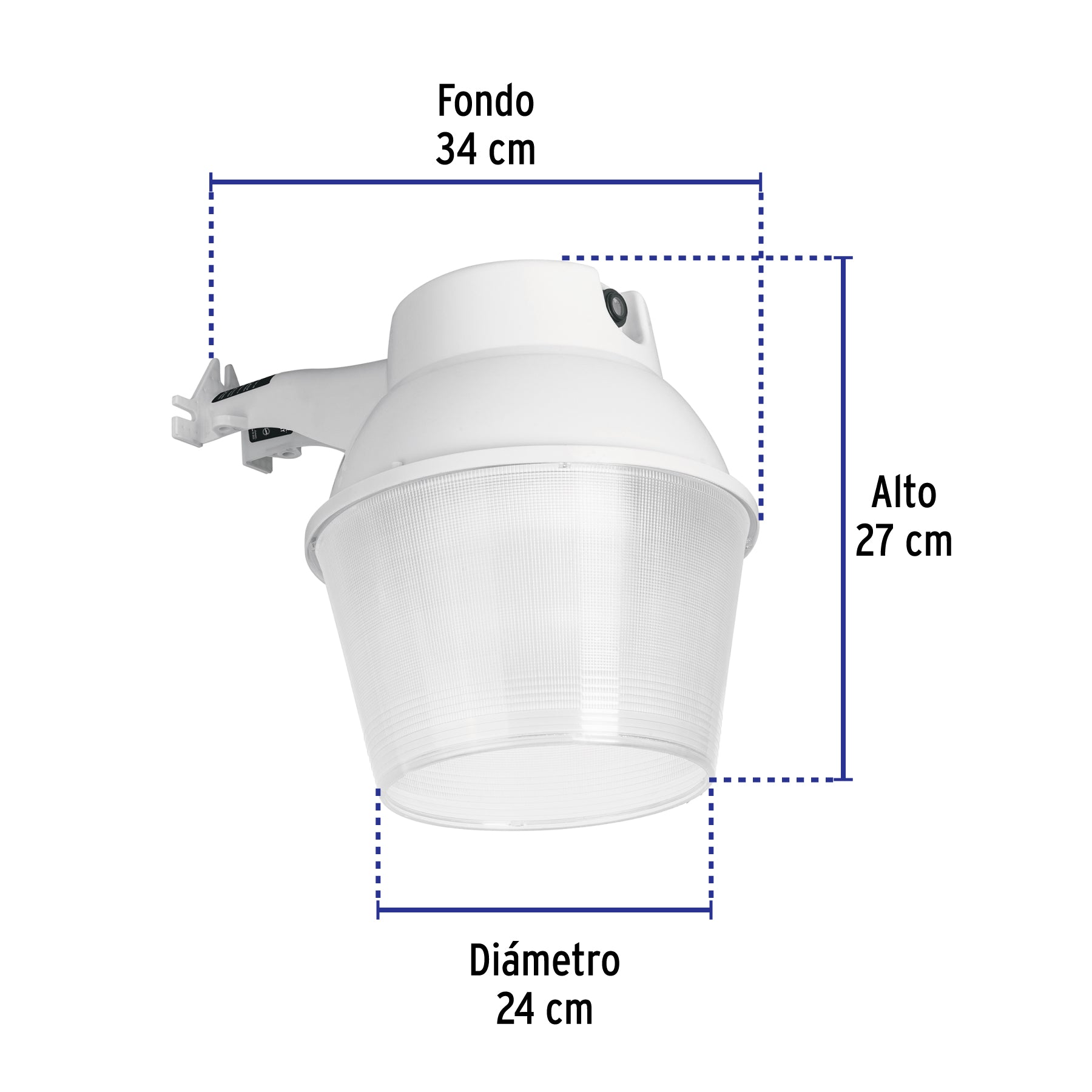 Luminario suburbano ABS con foco LED 40W 6500K sensor de luz