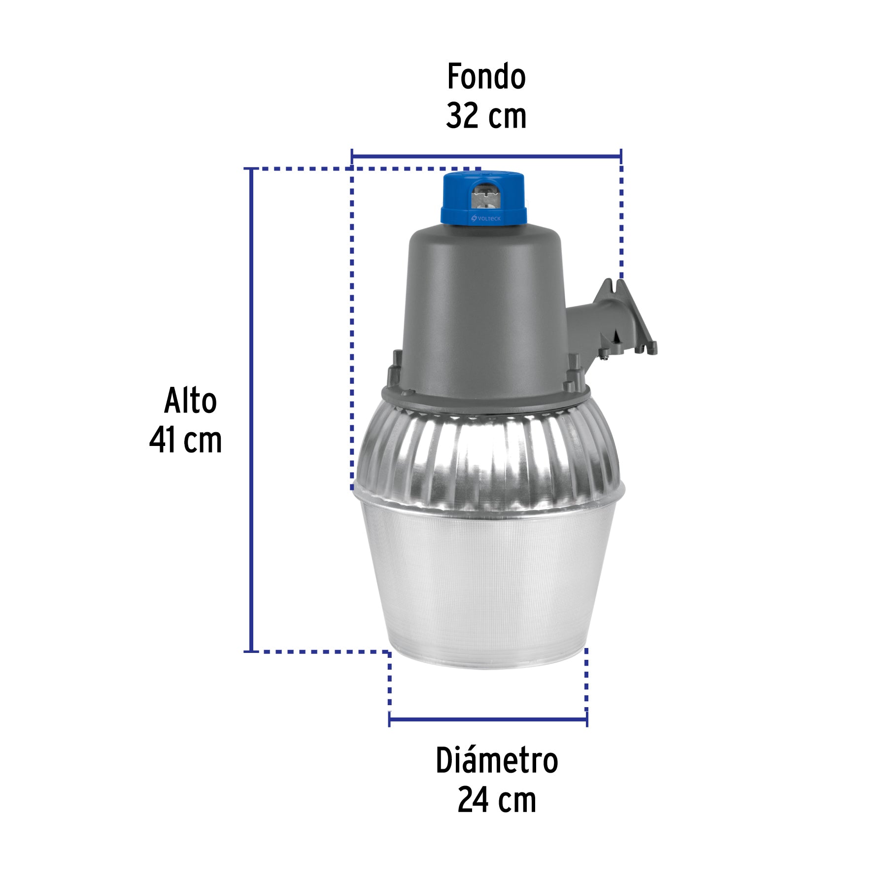 Luminario suburbano con foco LED 30W 6500K y sensor de luz
