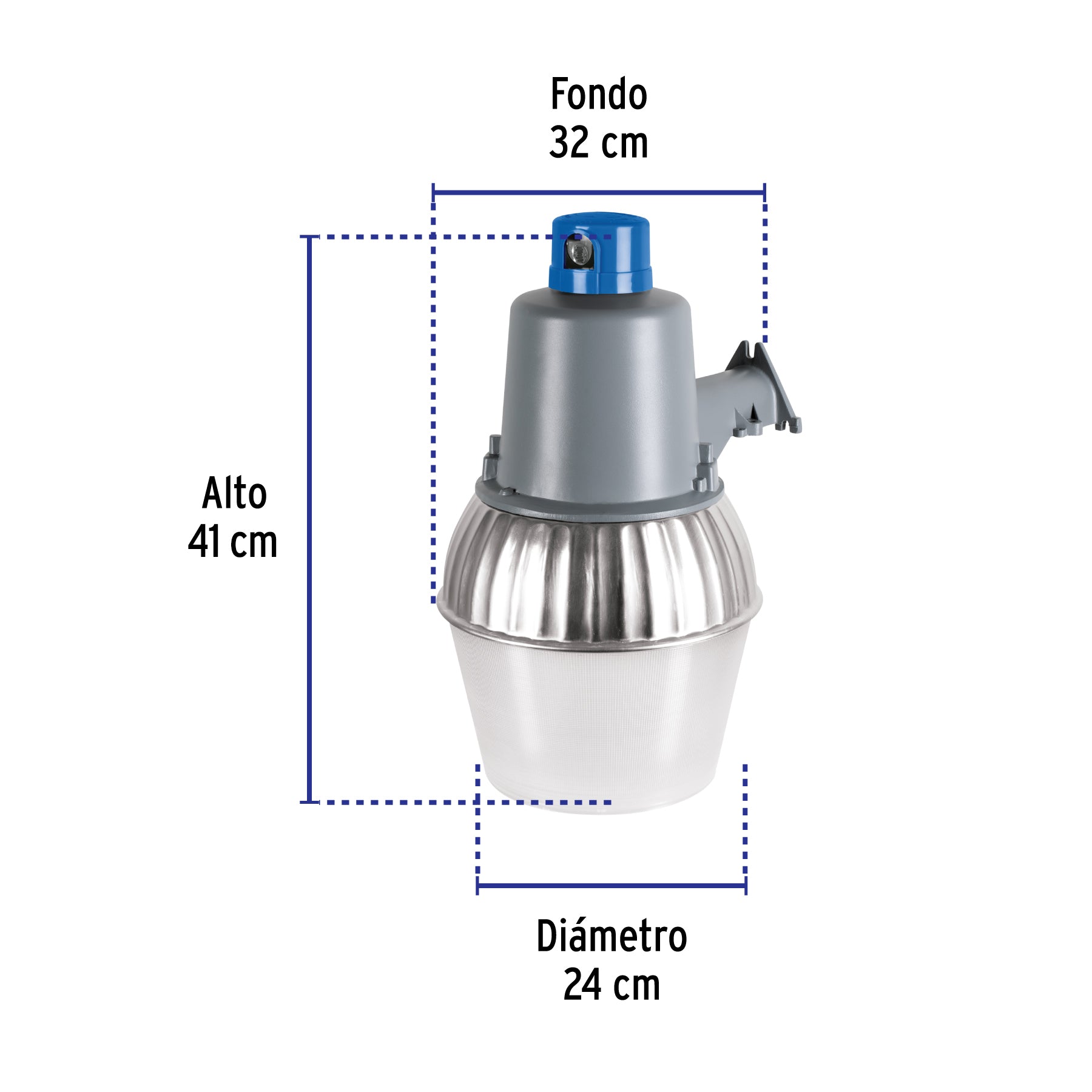 Luminario suburbano con foco LED 40W 6500K y sensor de luz