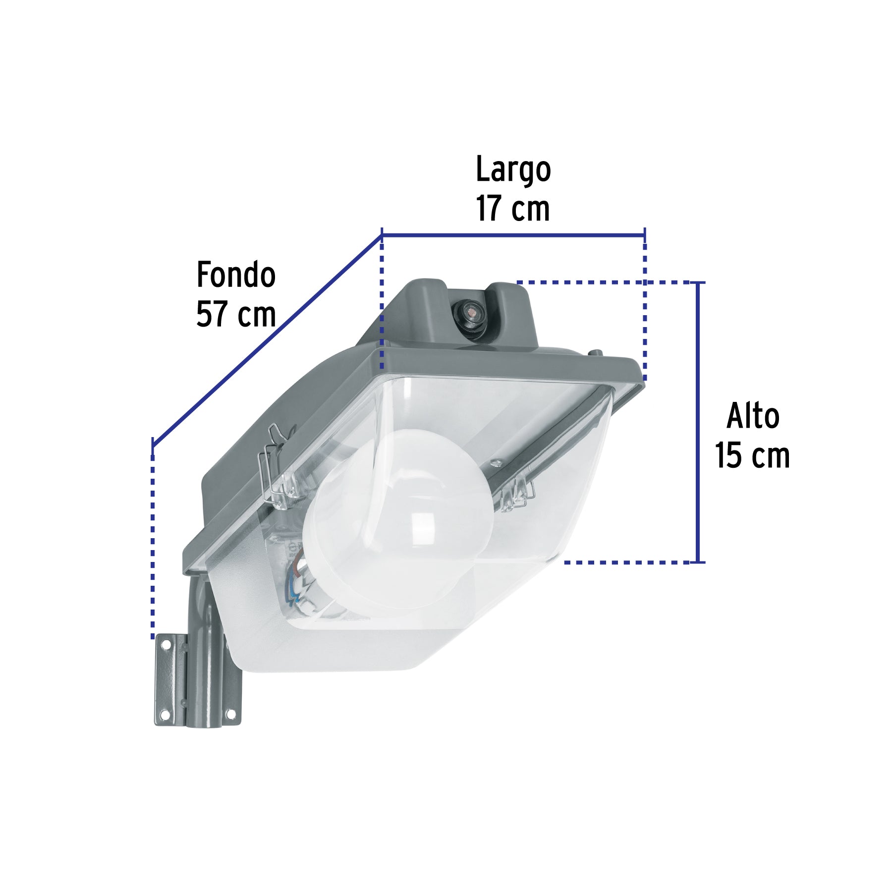 Luminario suburbano ABS con foco LED 30W 6500K sensor de luz