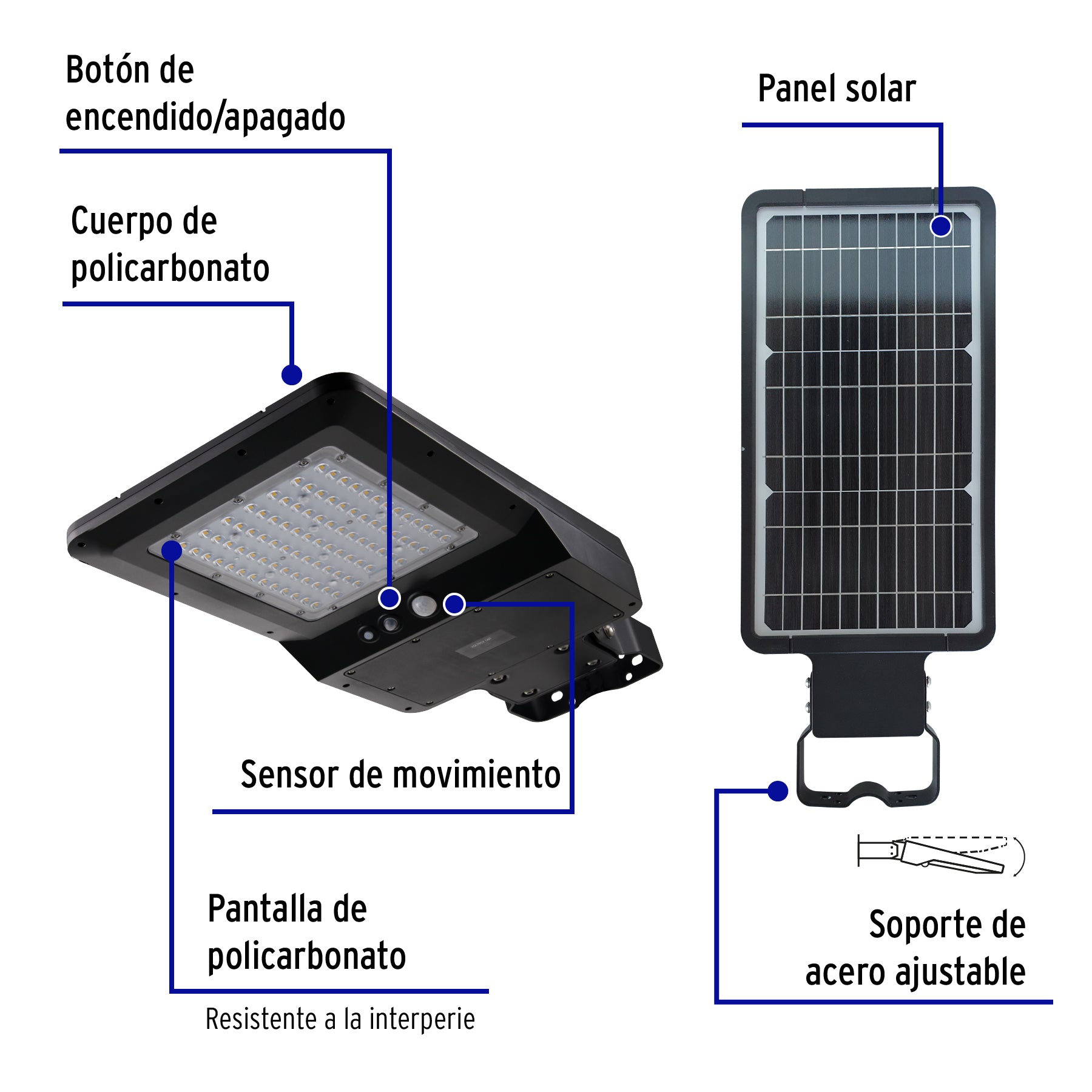 Luminario suburbano solar LED 40 W 6500 K con control remoto