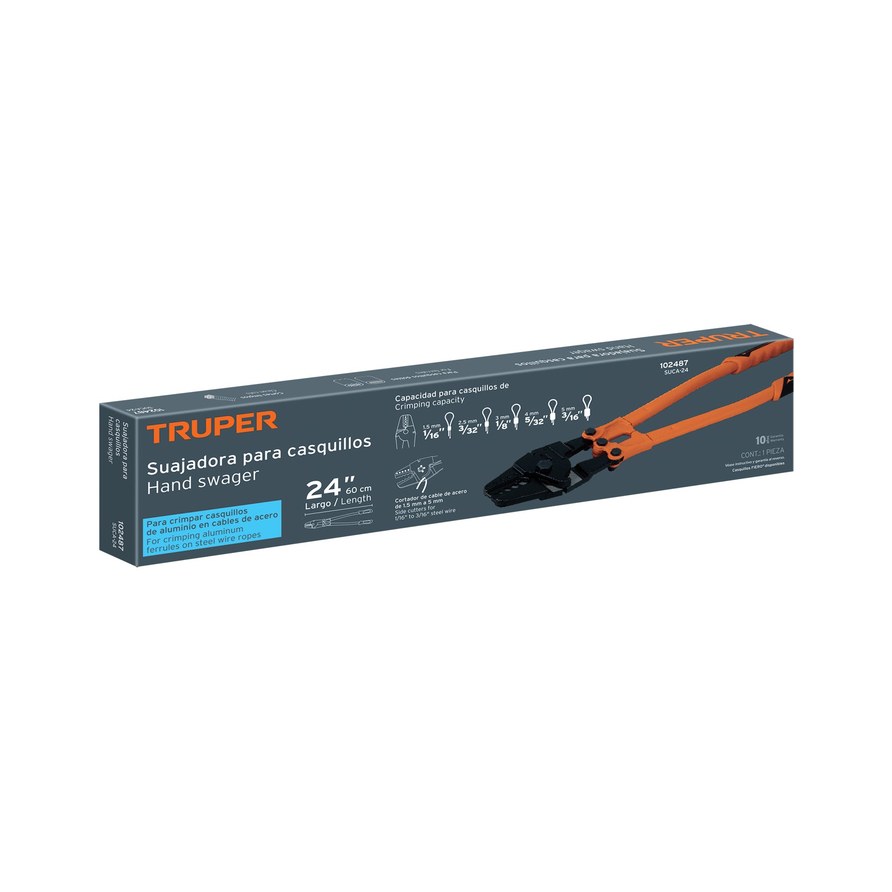 Suajadora 24" para casquillos con cortador de cable, TRUPER