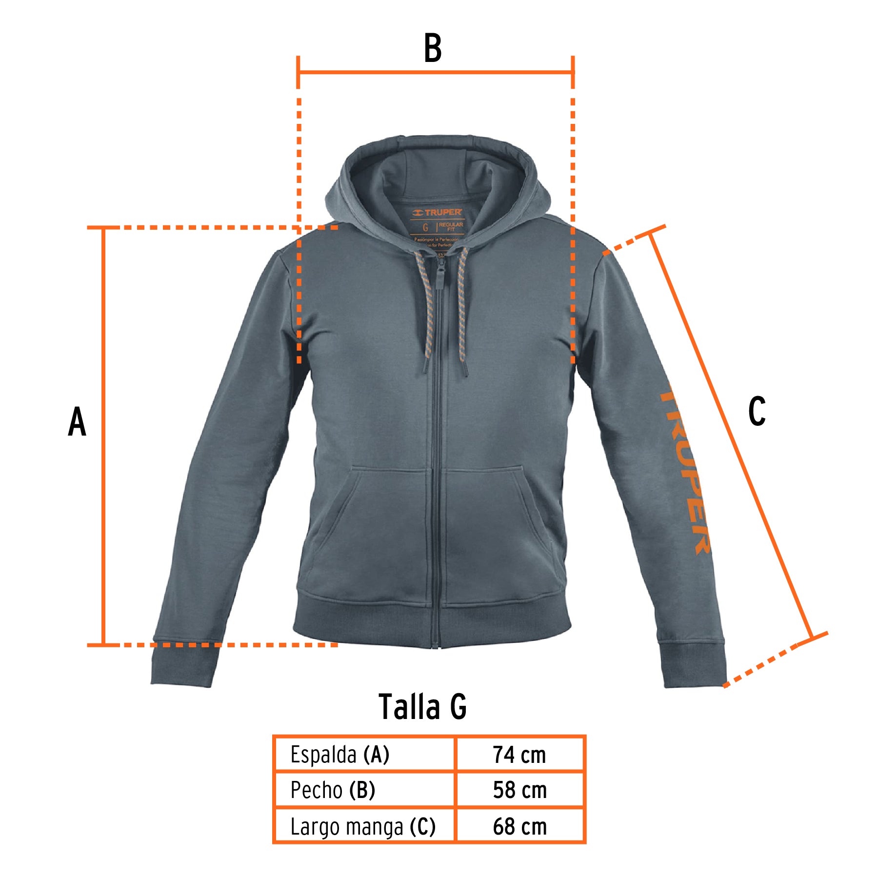 Sudadera gris para caballero, talla G, TRUPER