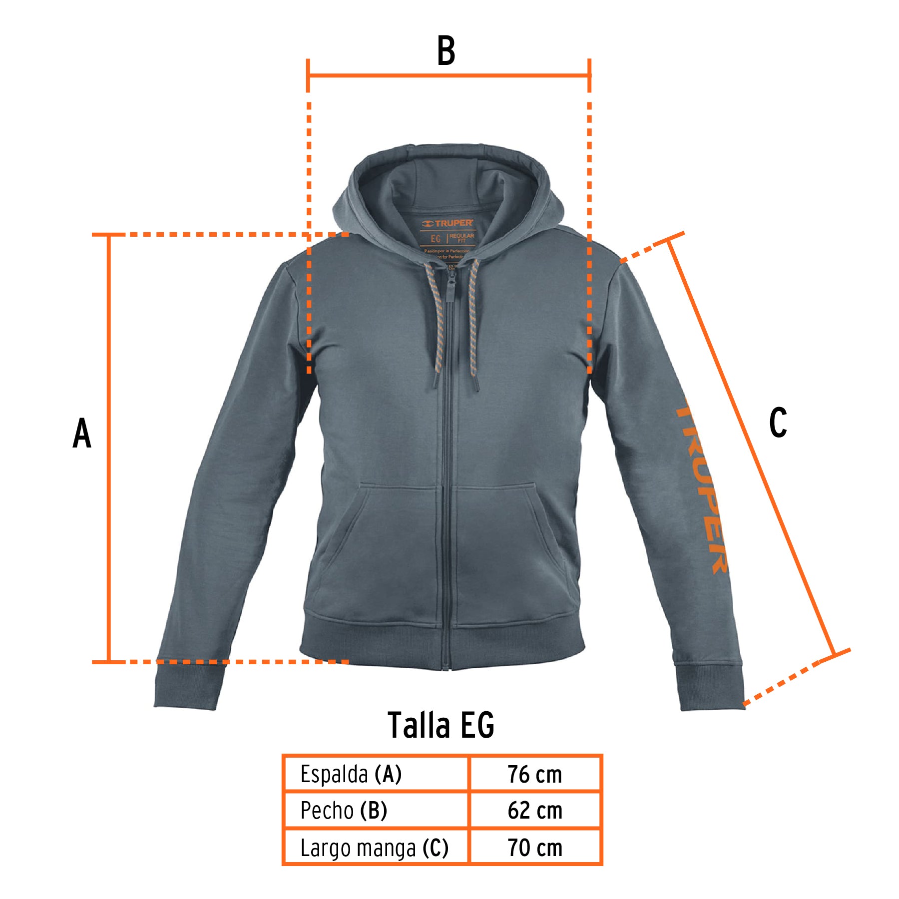 Sudadera gris para caballero, talla EG, TRUPER