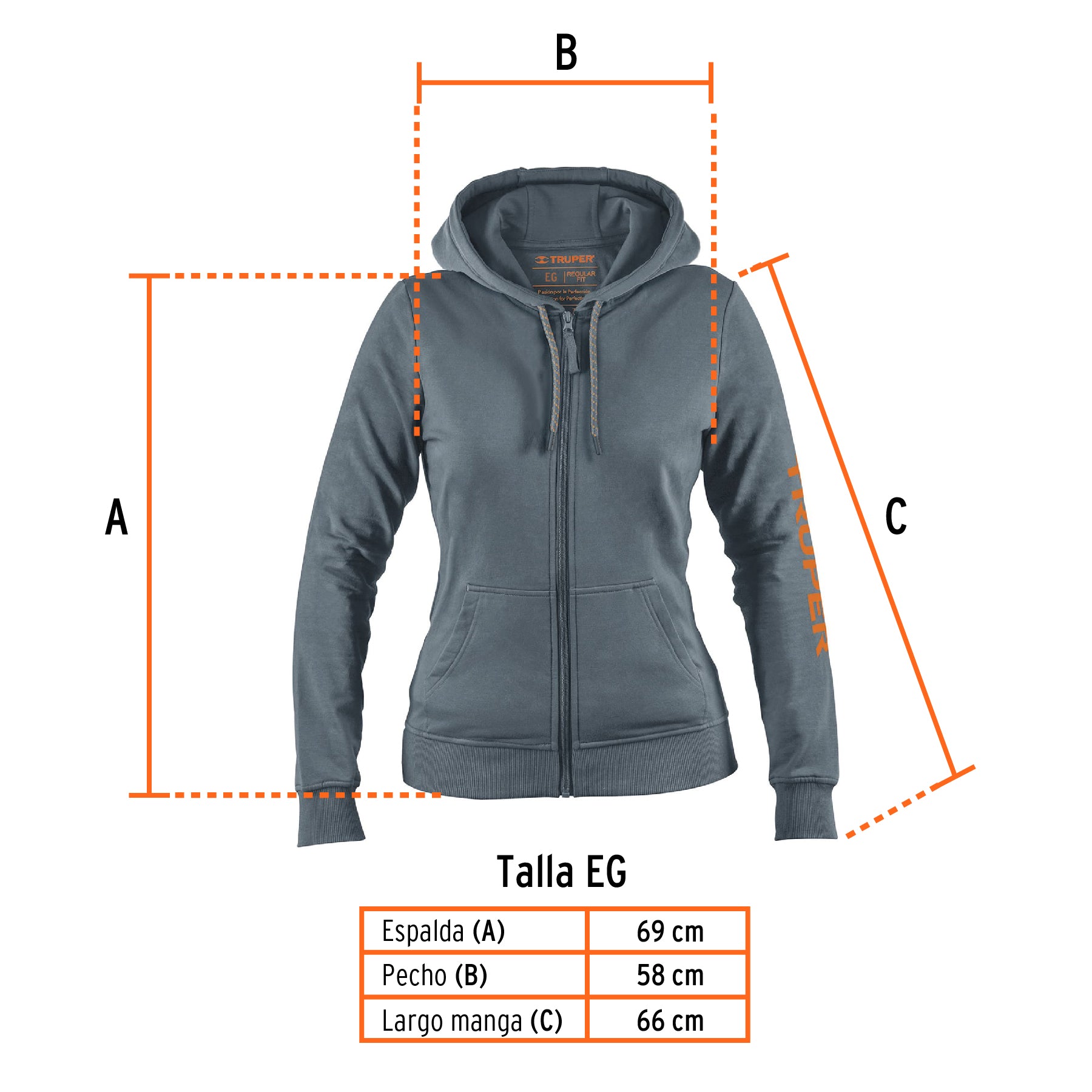 Sudadera gris para dama, talla EG, TRUPER