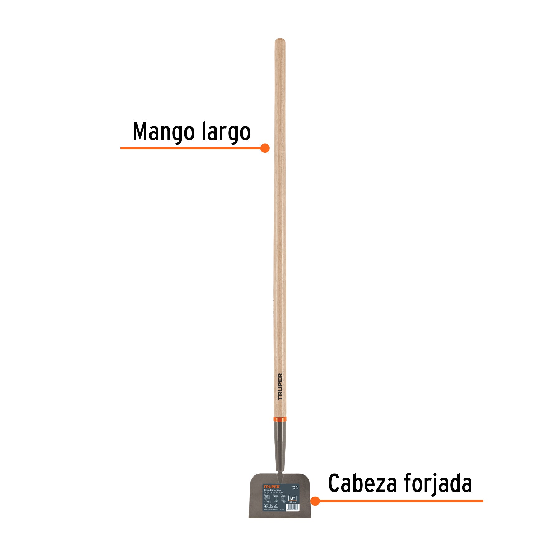 Raspador forjado de 7", mango de 48", TRUPER
