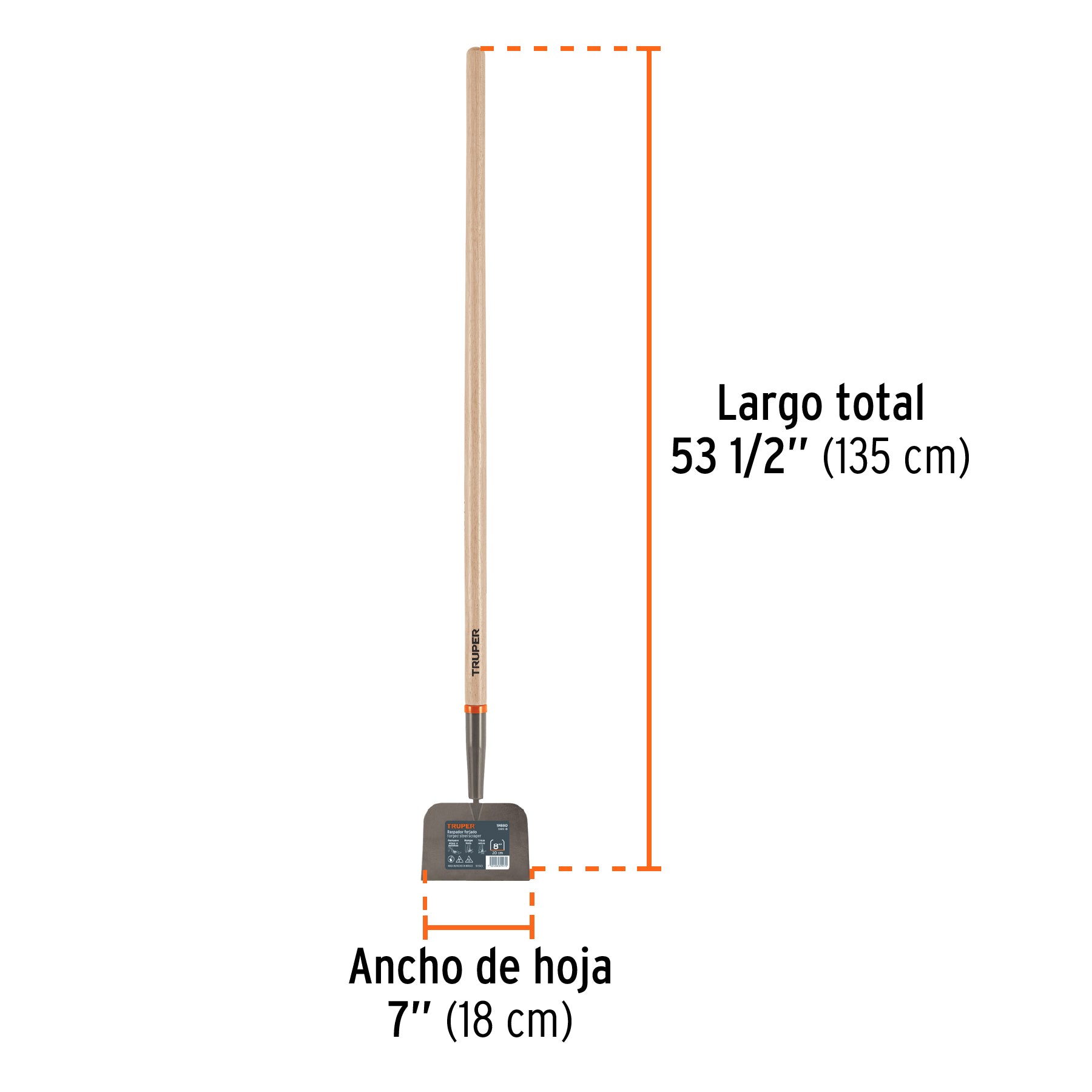 Raspador forjado de 7", mango de 48", TRUPER