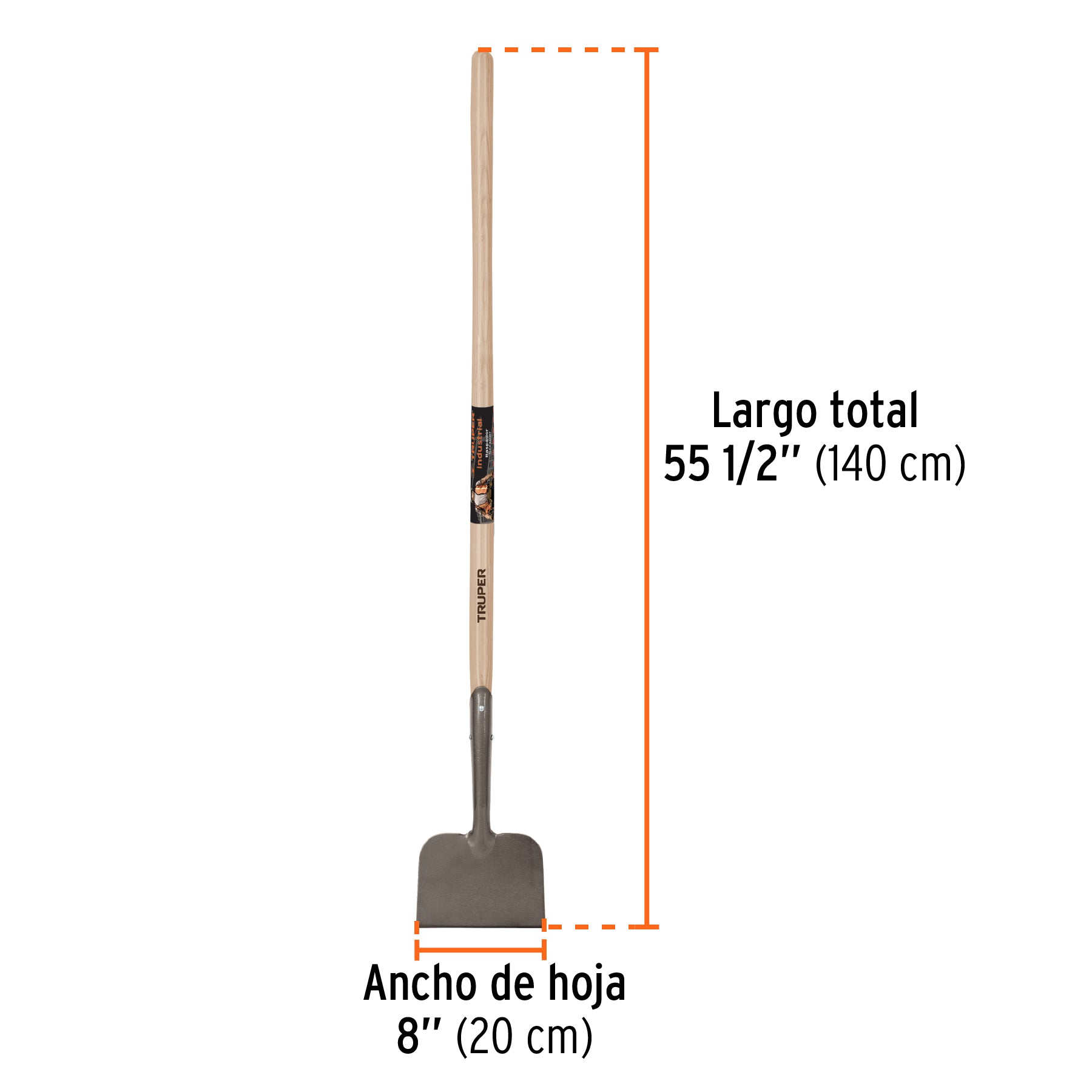 Raspador forjado de 8", mango de 48", TRUPER