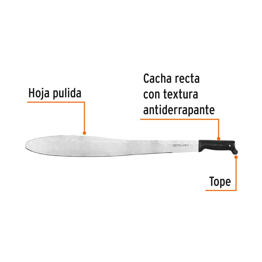 Machete Caguayano 24" cacha negra inyectada, TRUPER