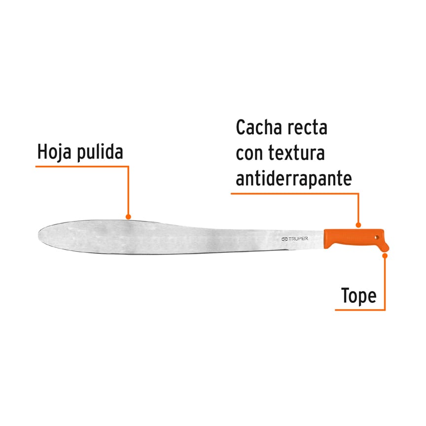 Machete Caguayano 24" cacha naranja inyectada, TRUPER