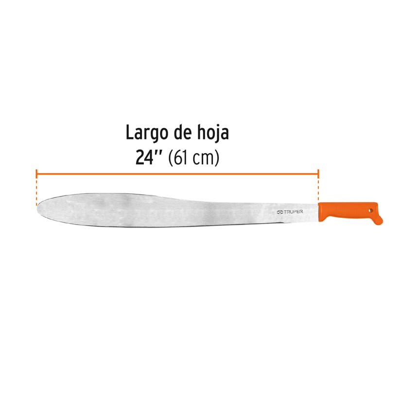 Machete Caguayano 24" cacha naranja inyectada, TRUPER