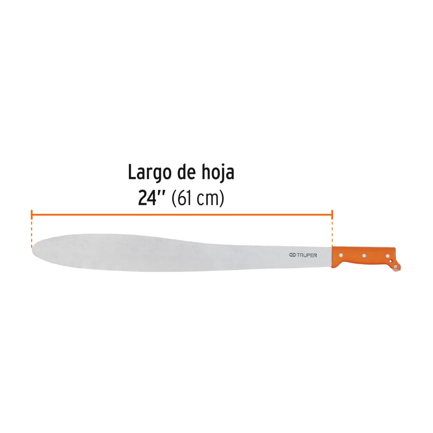 Machete Caguayano 24" cacha naranja remachada, TRUPER