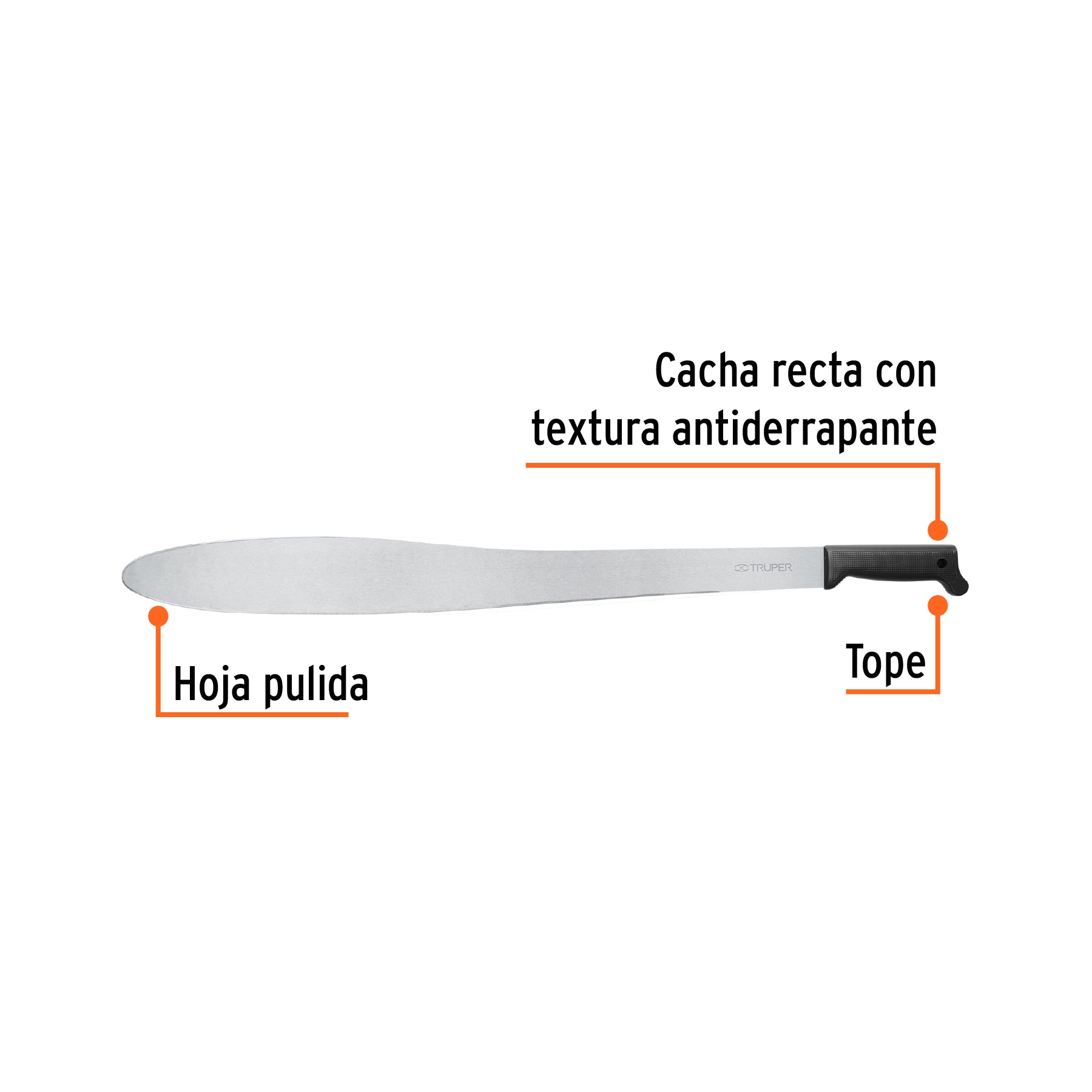 Machete Caguayano 27" cacha negra inyectada, TRUPER