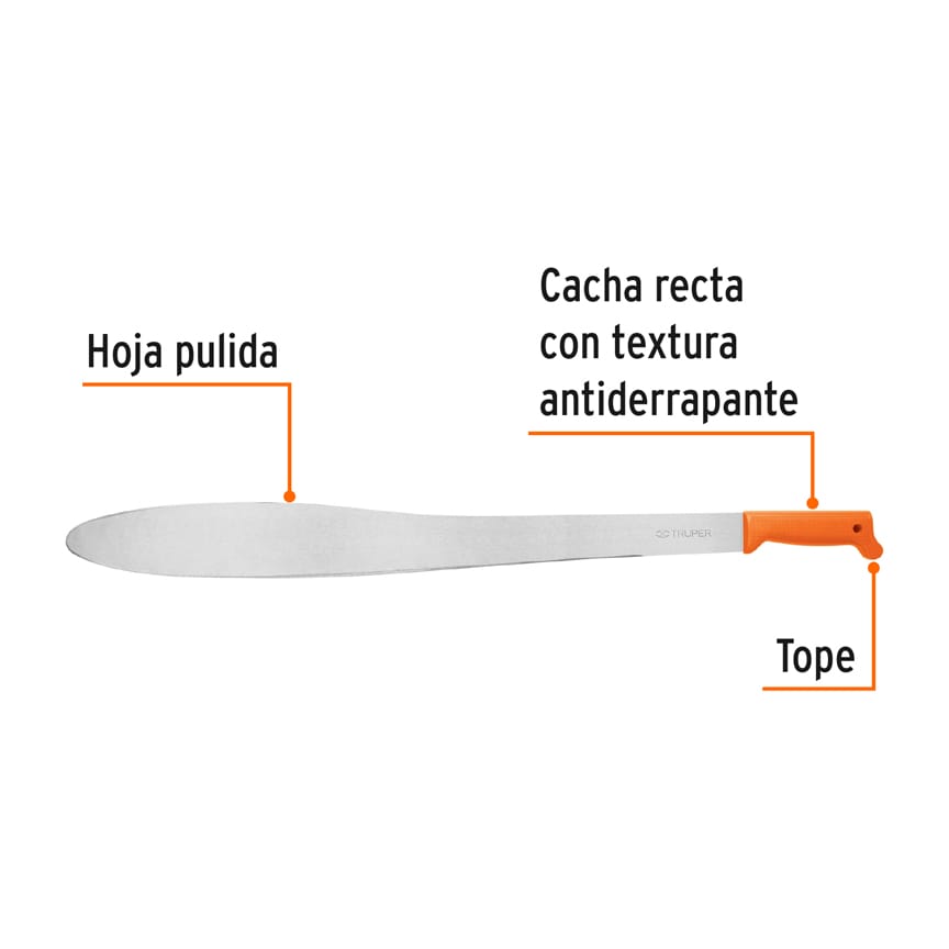 Machete Caguayano 27" cacha naranja inyectada, TRUPER