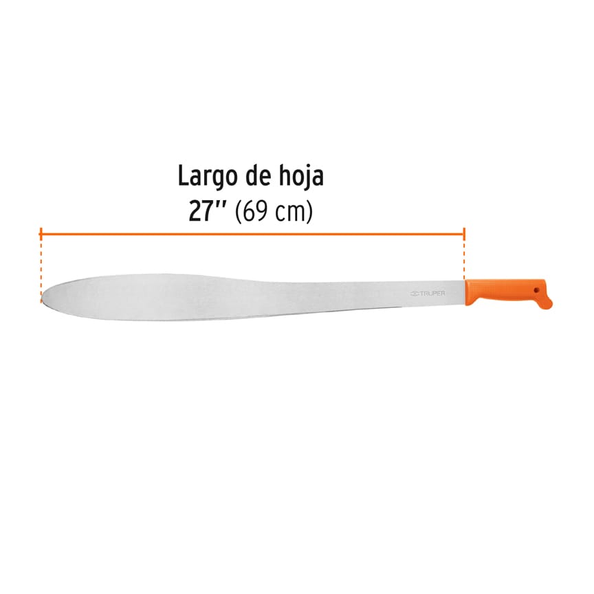 Machete Caguayano 27" cacha naranja inyectada, TRUPER