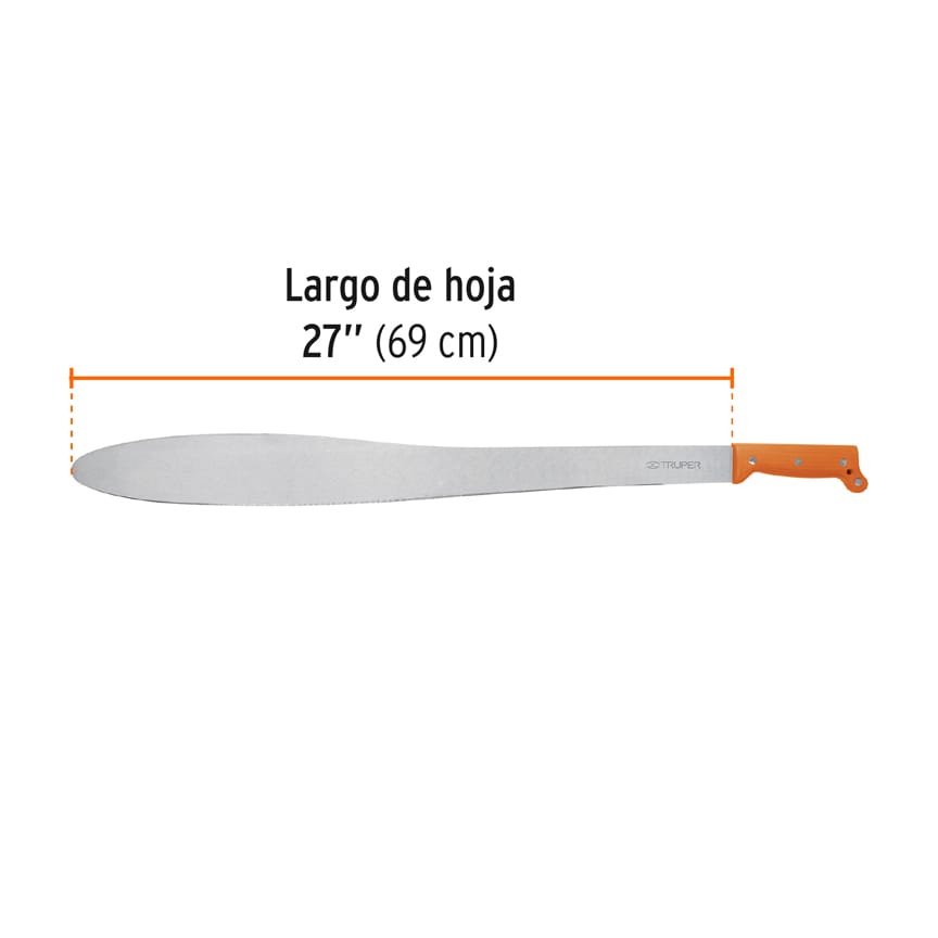 Machete Caguayano 27" cacha naranja remachada, TRUPER