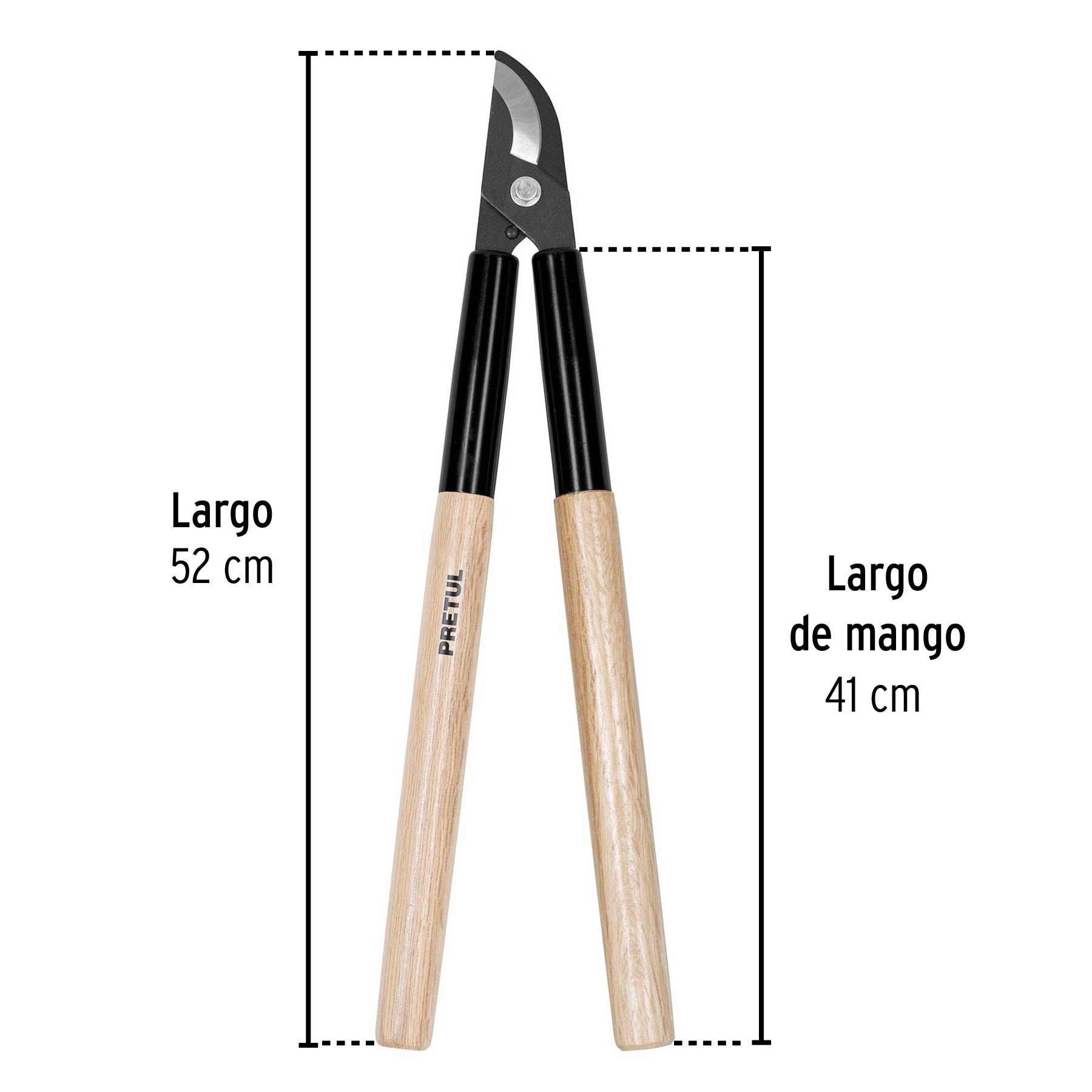 Tijera para ramas 52 cm, mgos de madera con casquillo,PRETUL