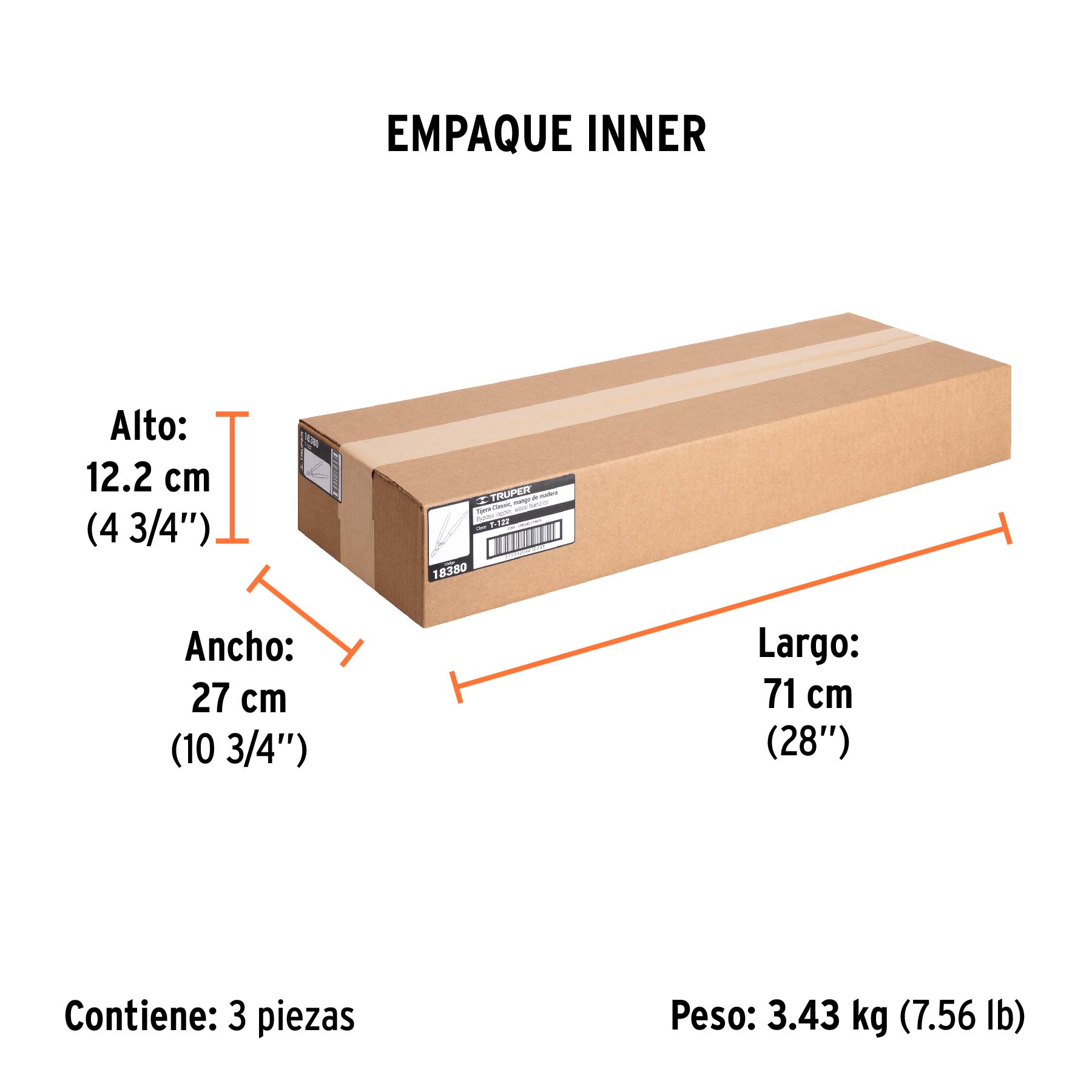 Tijera para ramas 70 cm, Classic, mangos de madera, TRUPER - Empaque