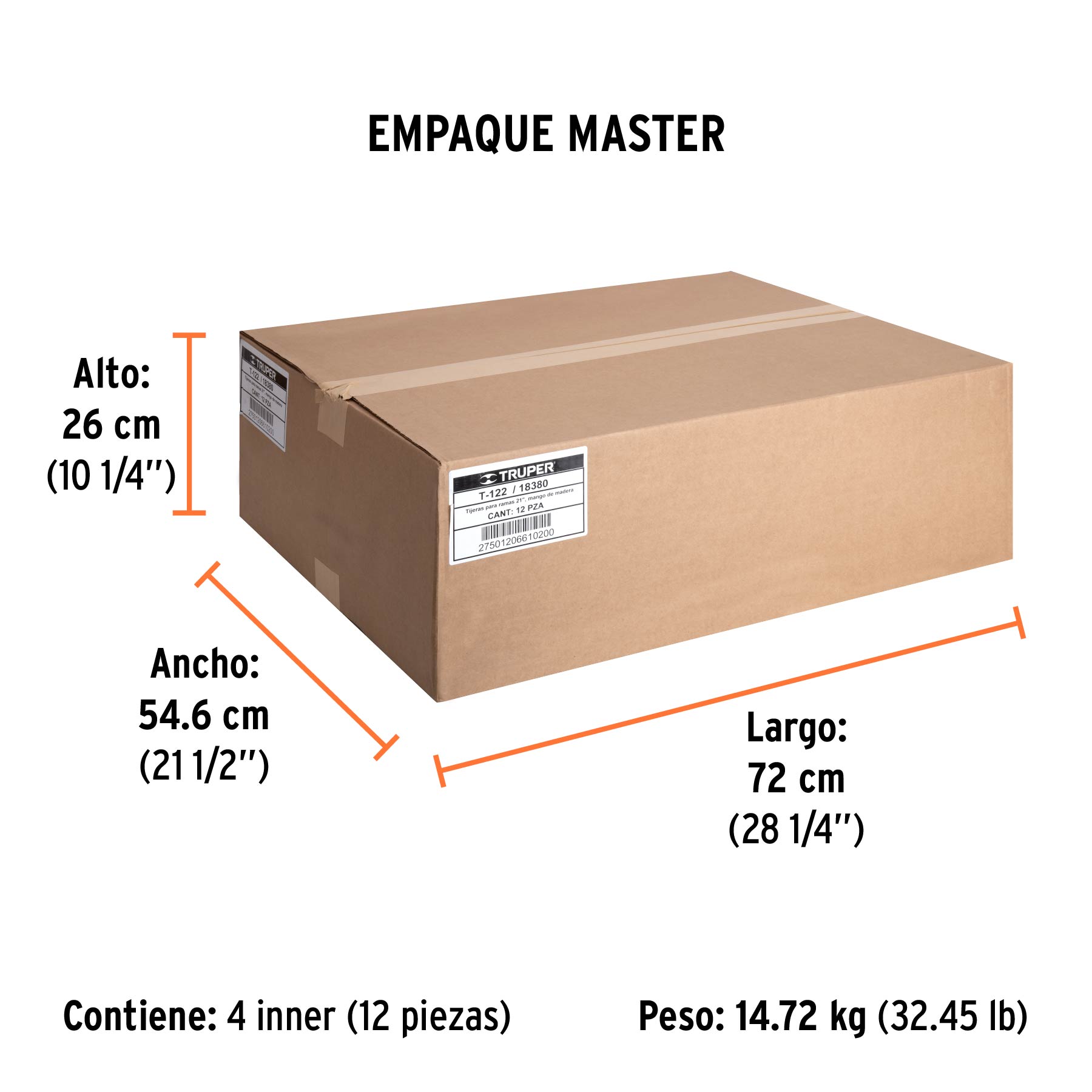 Tijera para ramas 70 cm, Classic, mangos de madera, TRUPER - Empaque