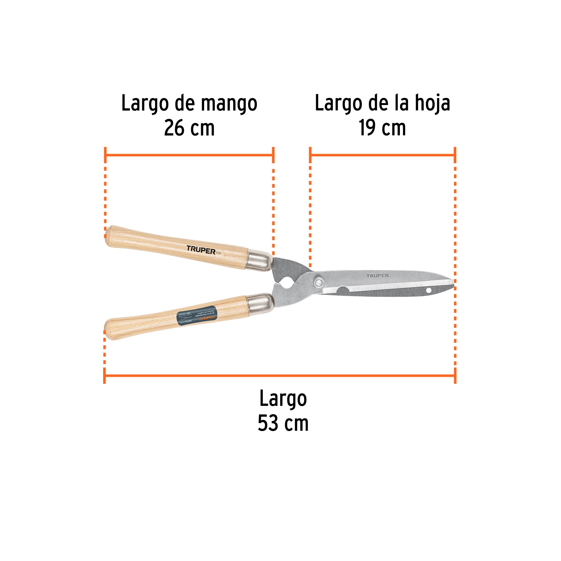 Tijera para poda 53 cm, ligera, mangos de madera, TRUPER