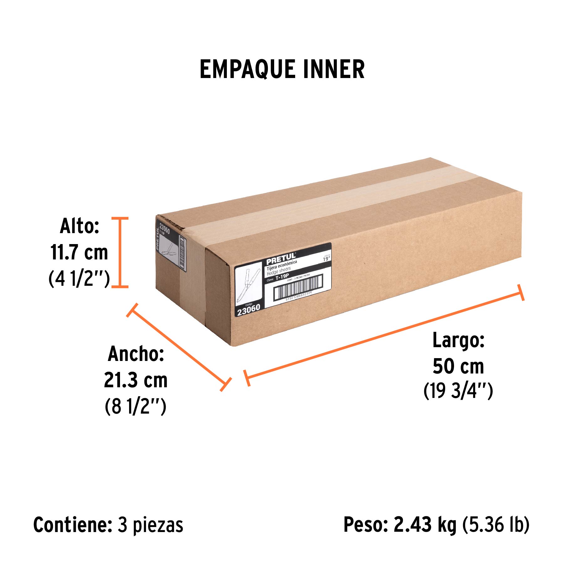 Tijera para poda 49 cm, mangos de madera, PRETUL - Empaque