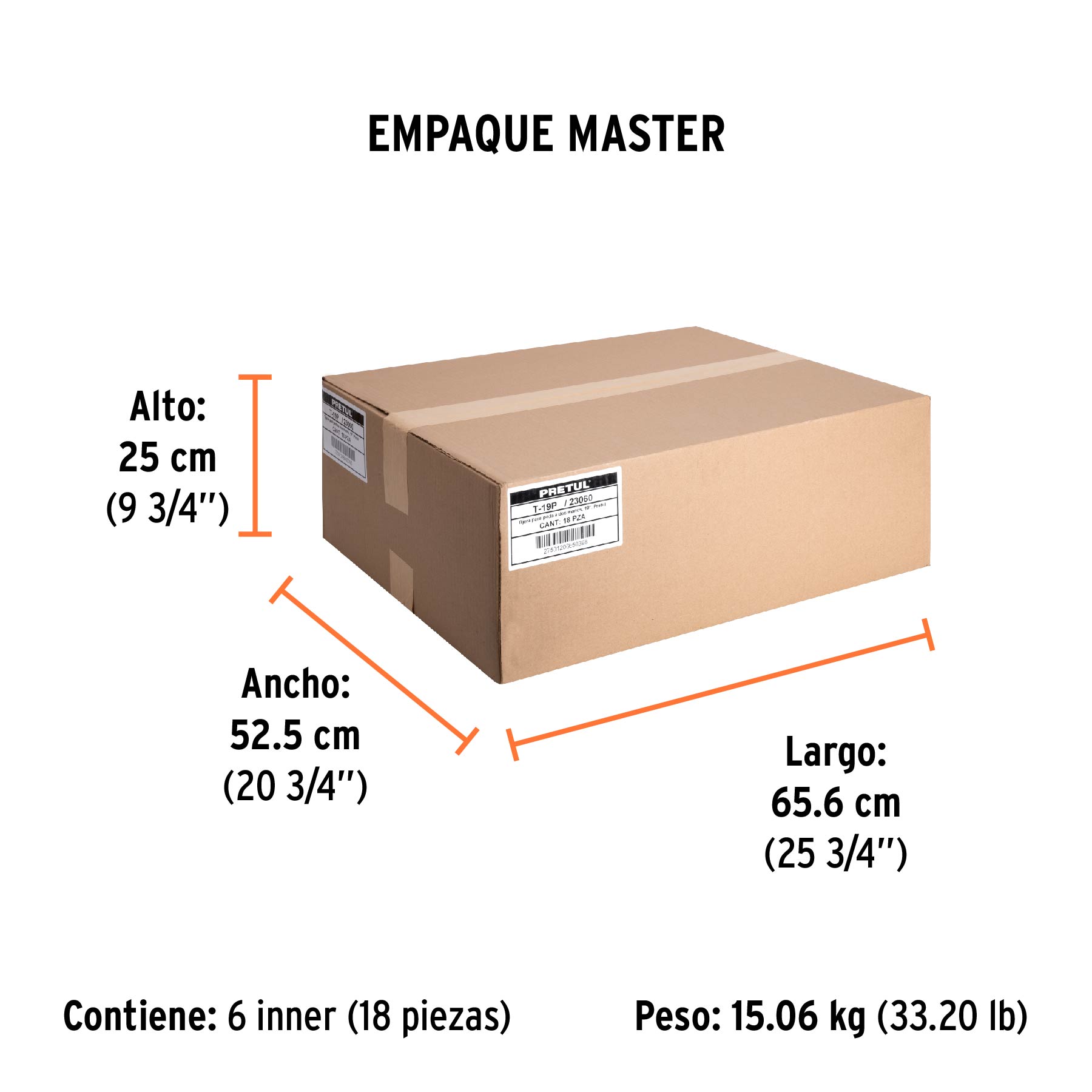 Tijera para poda 49 cm, mangos de madera, PRETUL - Empaque