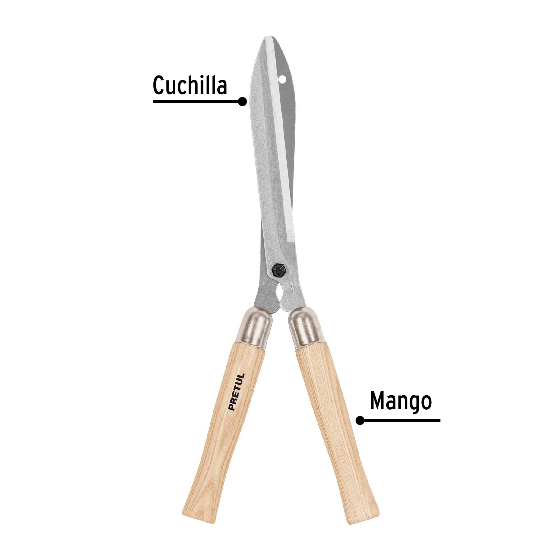 Tijera para poda 49 cm, mangos de madera, PRETUL