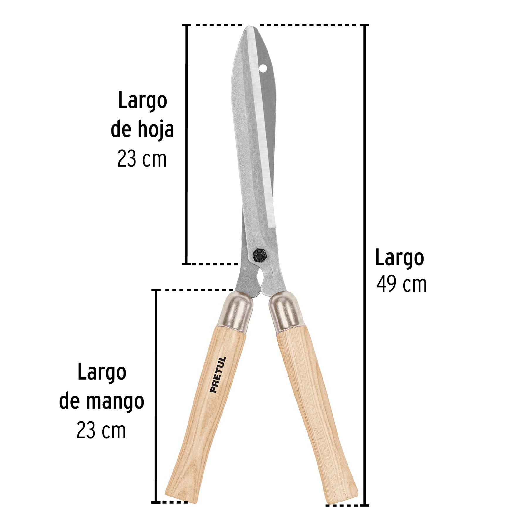 Tijera para poda 49 cm, mangos de madera, PRETUL