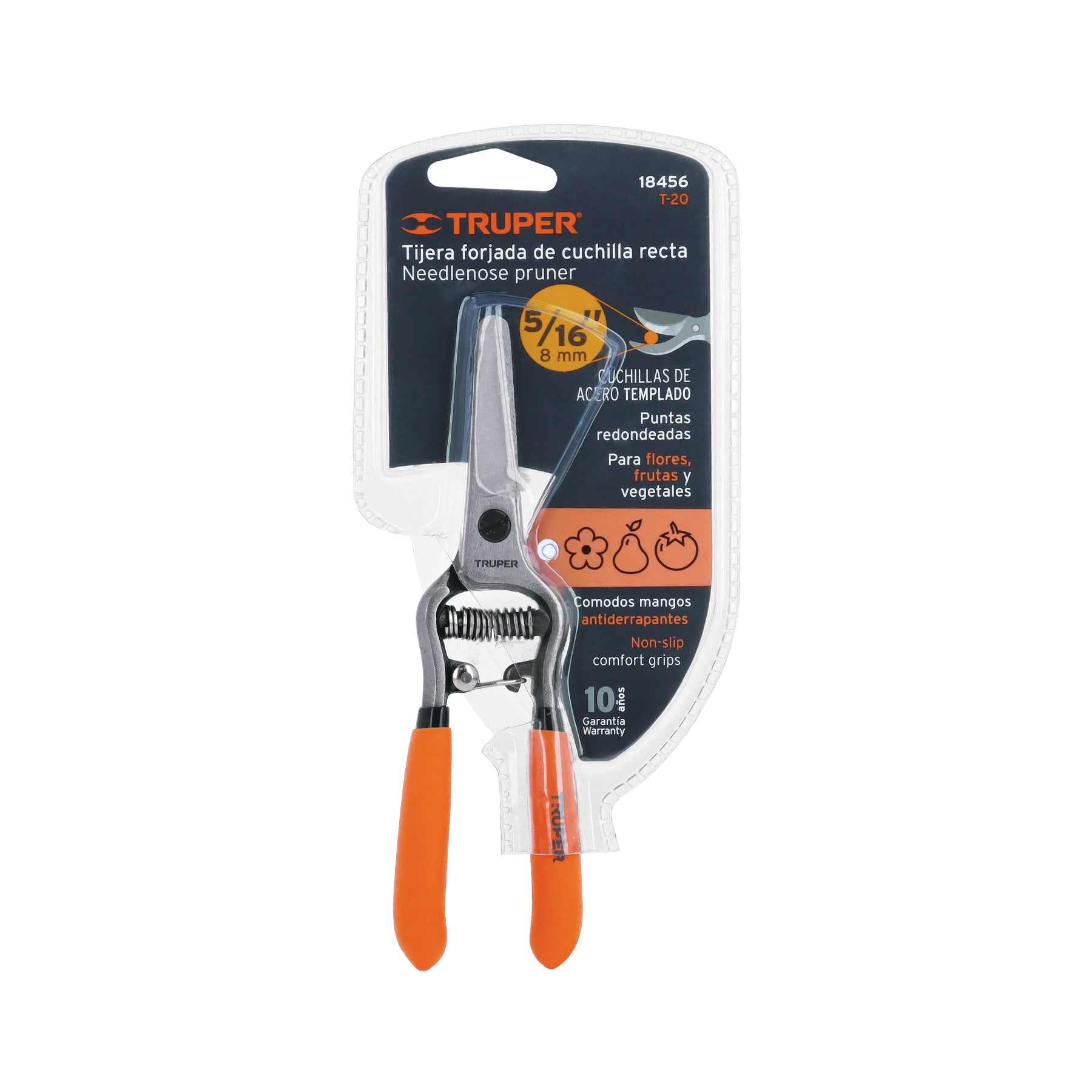 Tijera forjada para poda 6", recta, corte de frutas, TRUPER