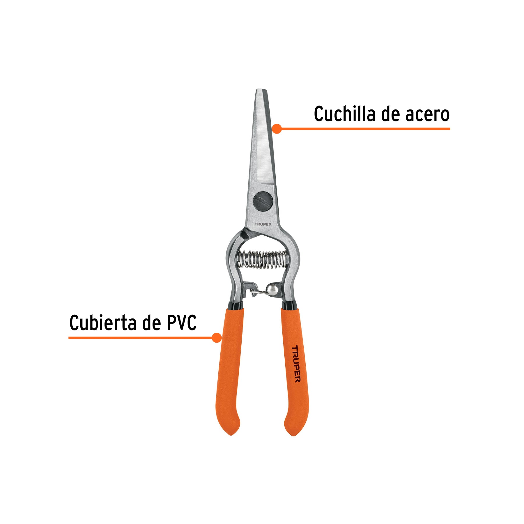 Tijera forjada para poda 8", curva, corte de uva, TRUPER