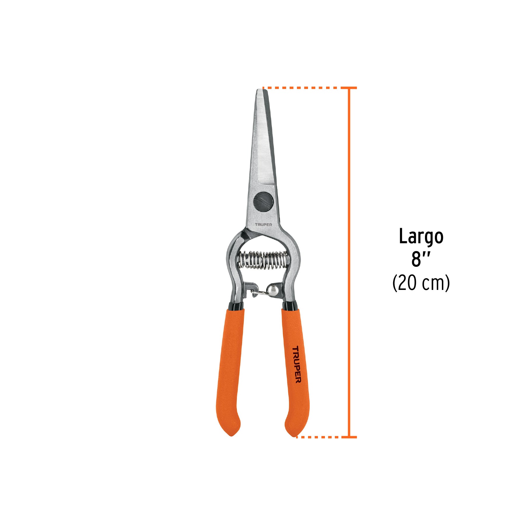 Tijera forjada para poda 8", curva, corte de uva, TRUPER
